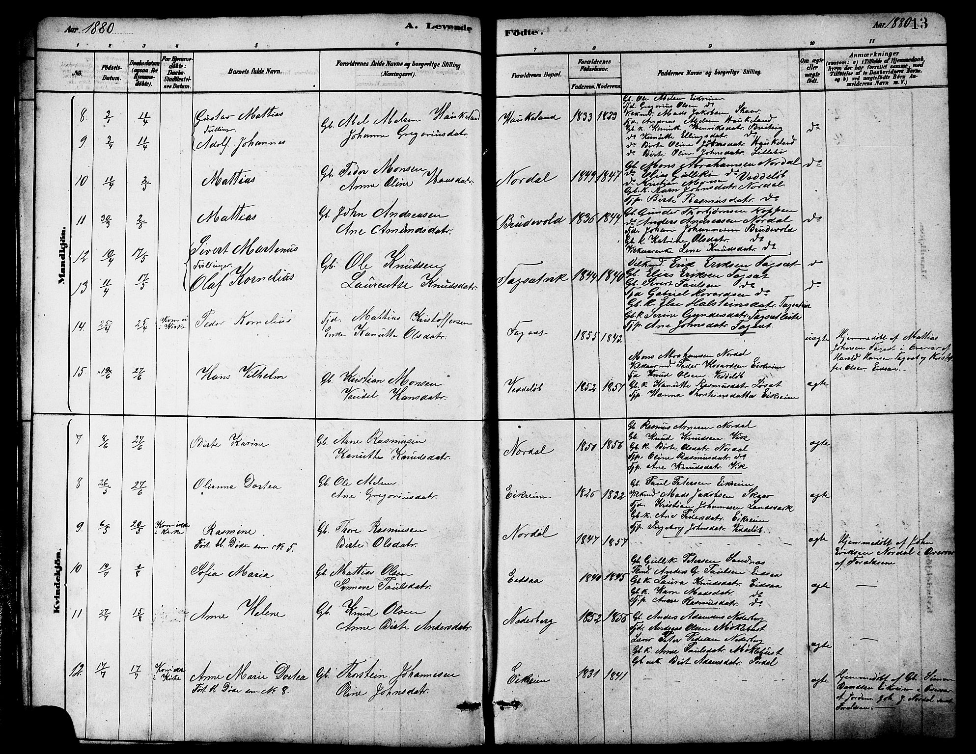 Ministerialprotokoller, klokkerbøker og fødselsregistre - Møre og Romsdal, AV/SAT-A-1454/502/L0027: Klokkerbok nr. 502C01, 1878-1908, s. 13