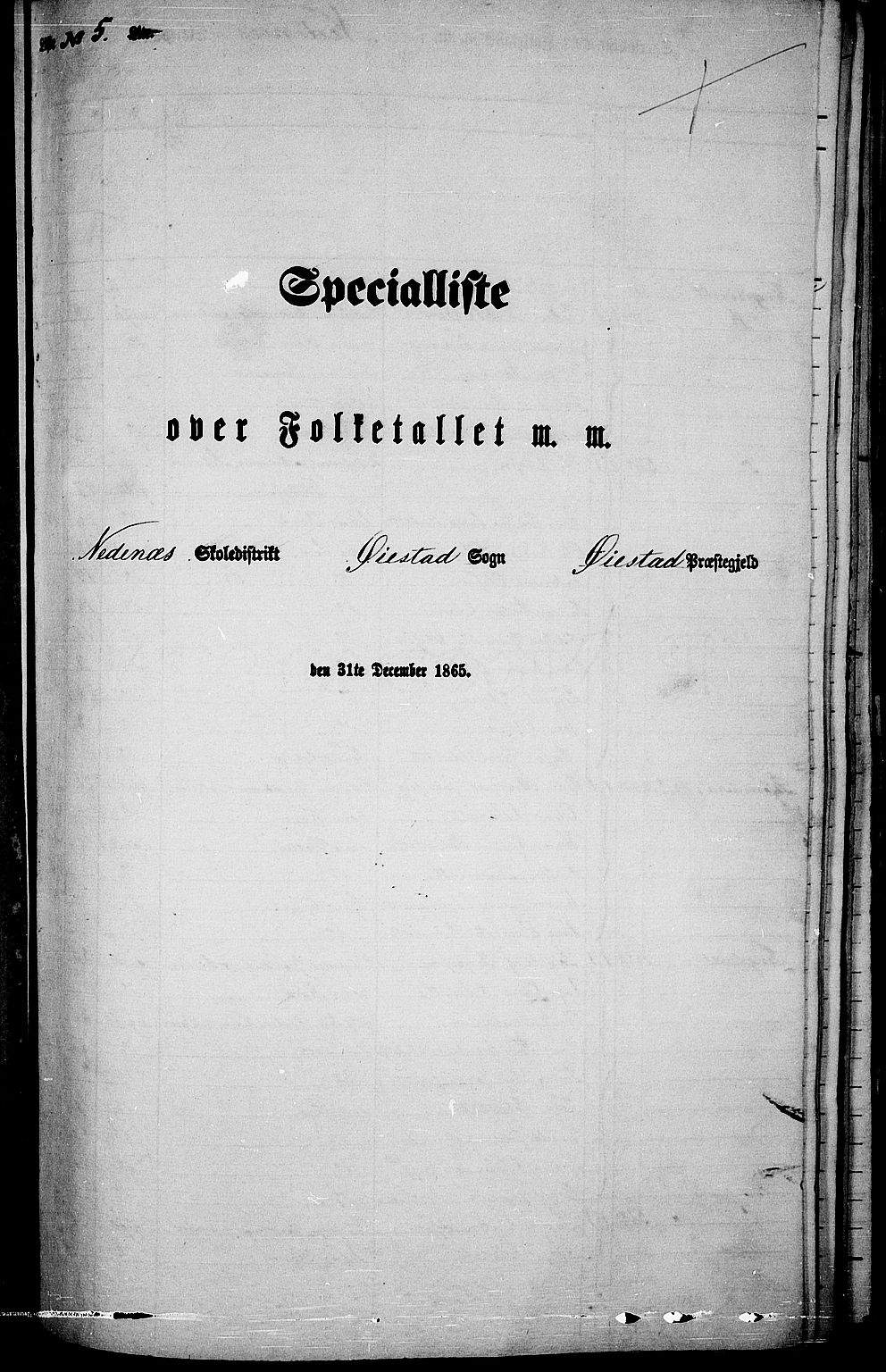 RA, Folketelling 1865 for 0920P Øyestad prestegjeld, 1865, s. 68