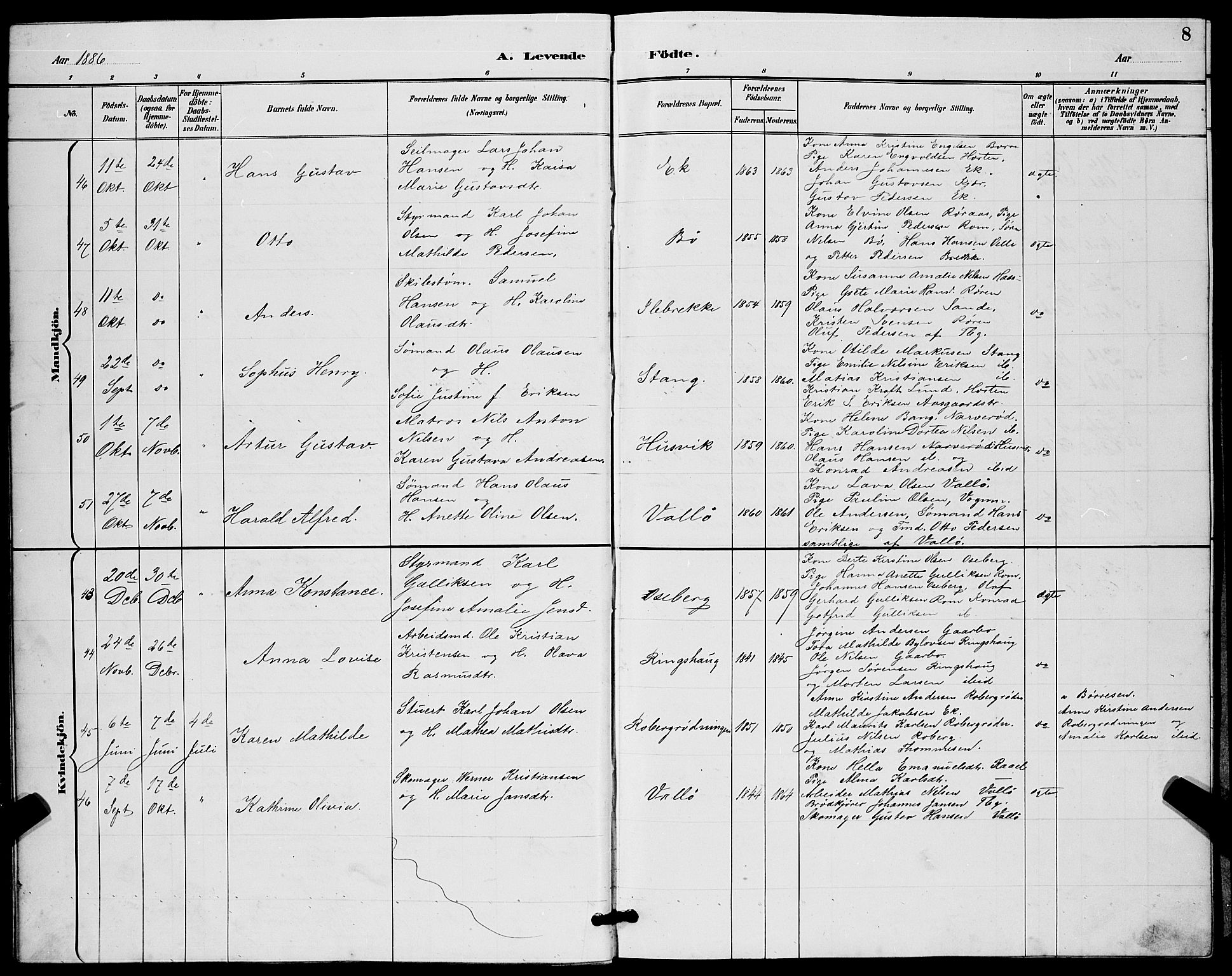 Sem kirkebøker, AV/SAKO-A-5/G/Gb/L0002: Klokkerbok nr. II 2, 1886-1899, s. 8
