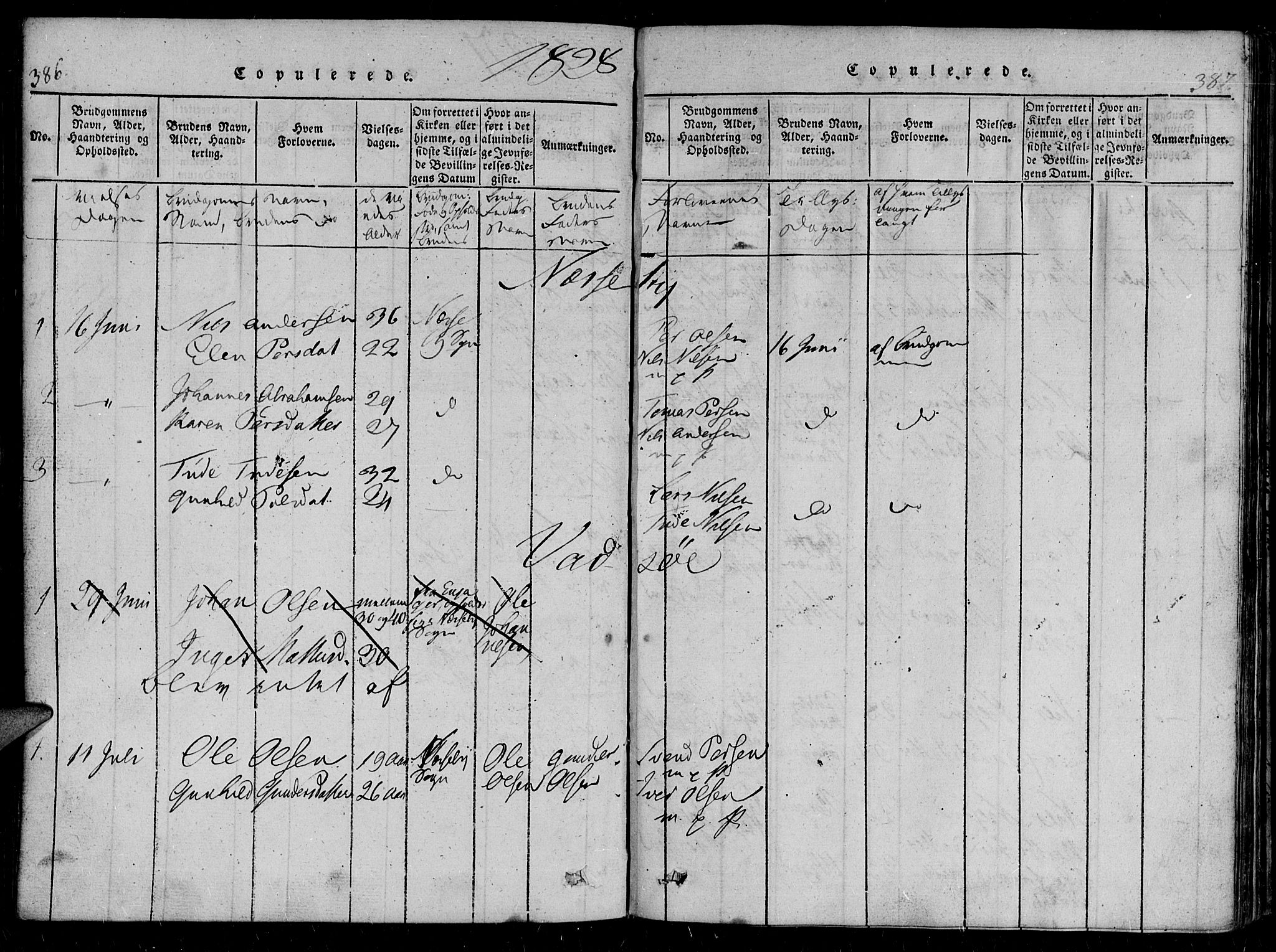 Vadsø sokneprestkontor, AV/SATØ-S-1325/H/Ha/L0003kirke: Ministerialbok nr. 3 /1, 1821-1839, s. 386-387