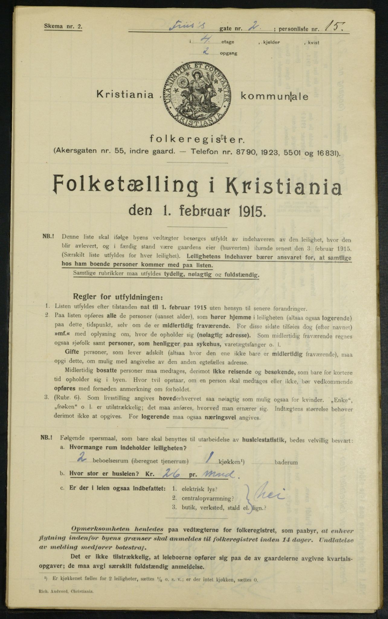 OBA, Kommunal folketelling 1.2.1915 for Kristiania, 1915, s. 26444