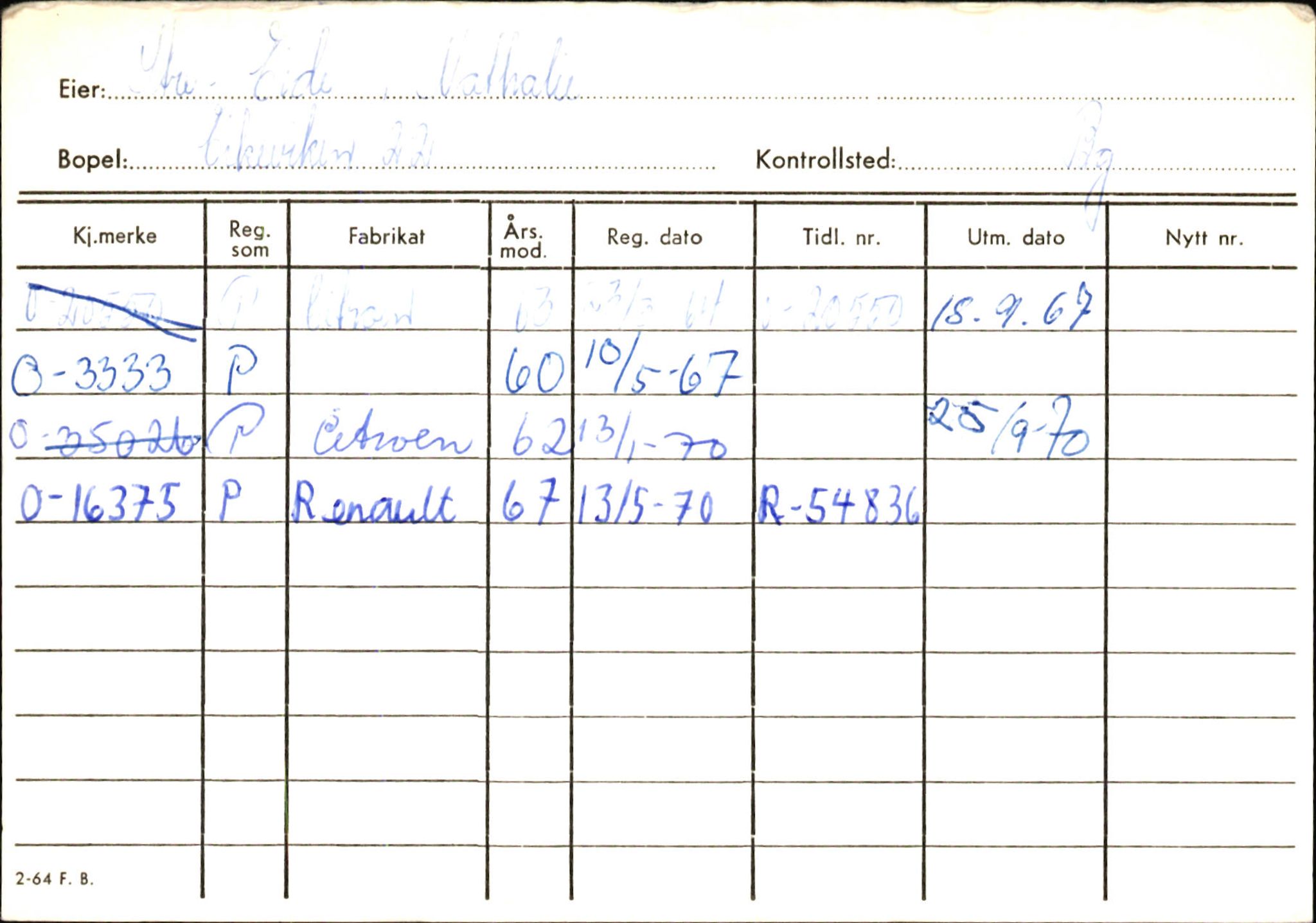 Statens vegvesen, Hordaland vegkontor, AV/SAB-A-5201/2/Hb/L0037: O-eierkort W-P, 1920-1971, s. 955