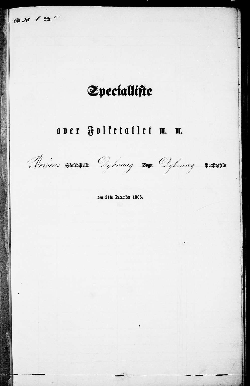 RA, Folketelling 1865 for 0915P Dypvåg prestegjeld, 1865, s. 12