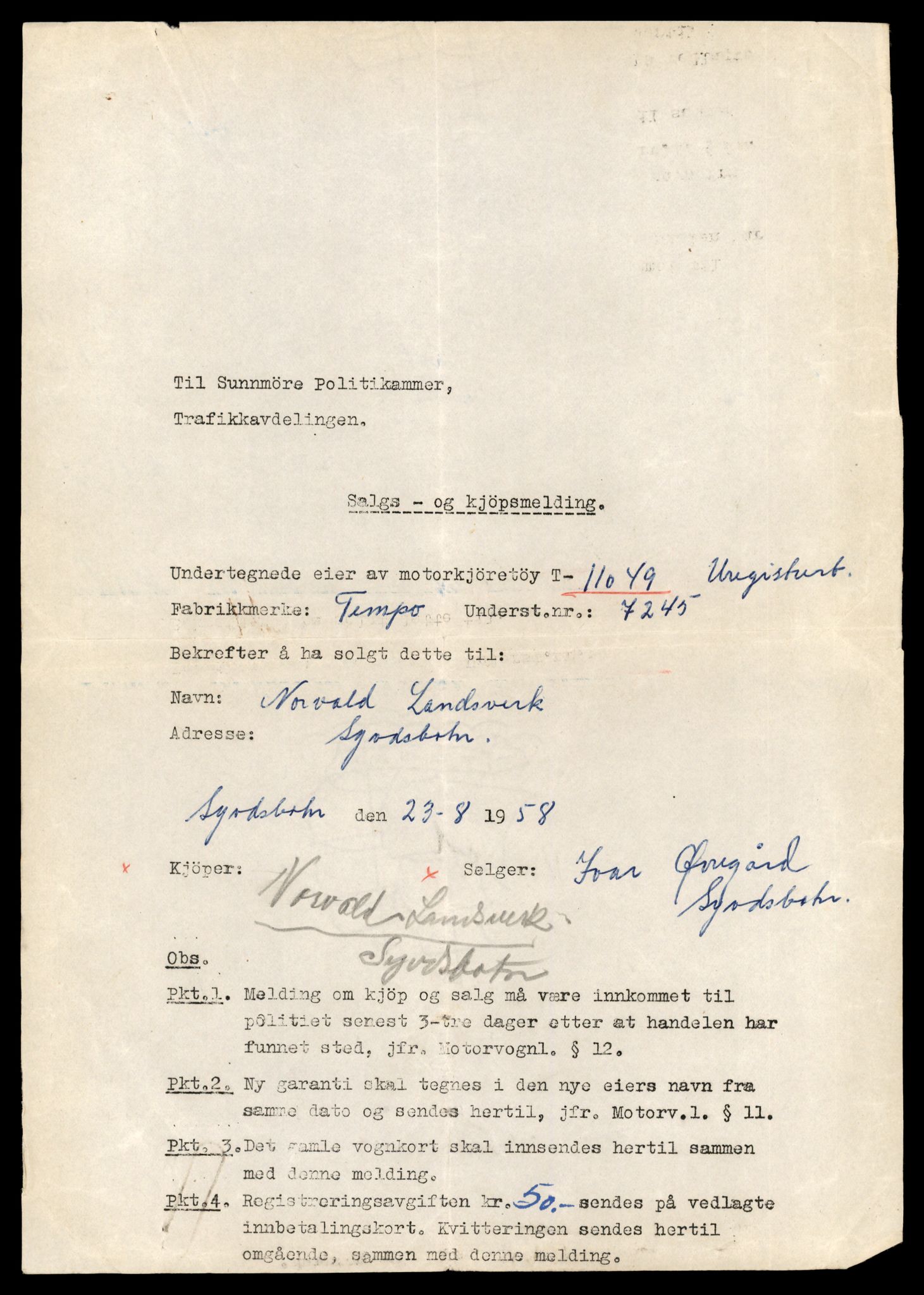 Møre og Romsdal vegkontor - Ålesund trafikkstasjon, AV/SAT-A-4099/F/Fe/L0026: Registreringskort for kjøretøy T 11046 - T 11160, 1927-1998, s. 73