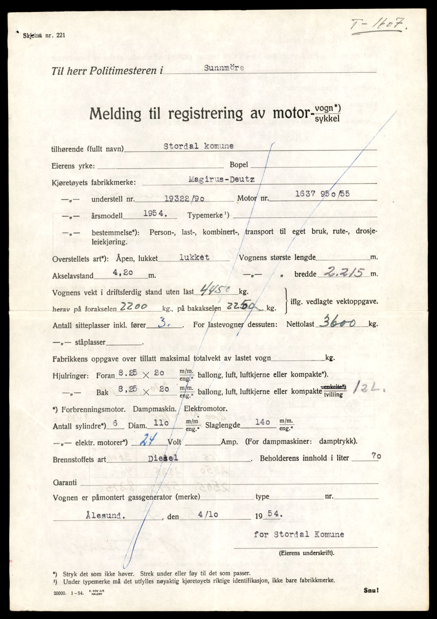 Møre og Romsdal vegkontor - Ålesund trafikkstasjon, SAT/A-4099/F/Fe/L0033: Registreringskort for kjøretøy T 12151 - T 12474, 1927-1998, s. 3707