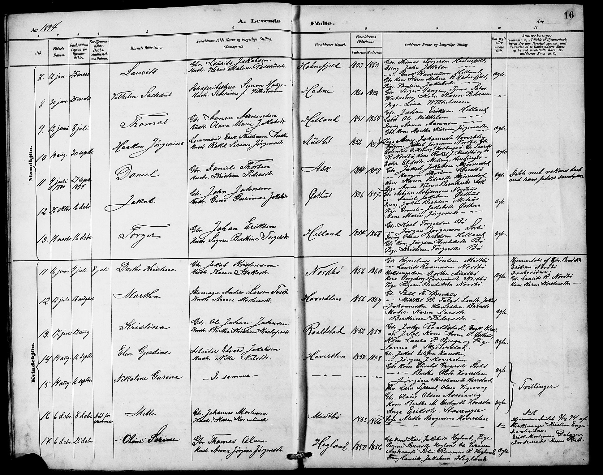 Rennesøy sokneprestkontor, AV/SAST-A -101827/H/Ha/Hab/L0010: Klokkerbok nr. B 9, 1890-1918, s. 16