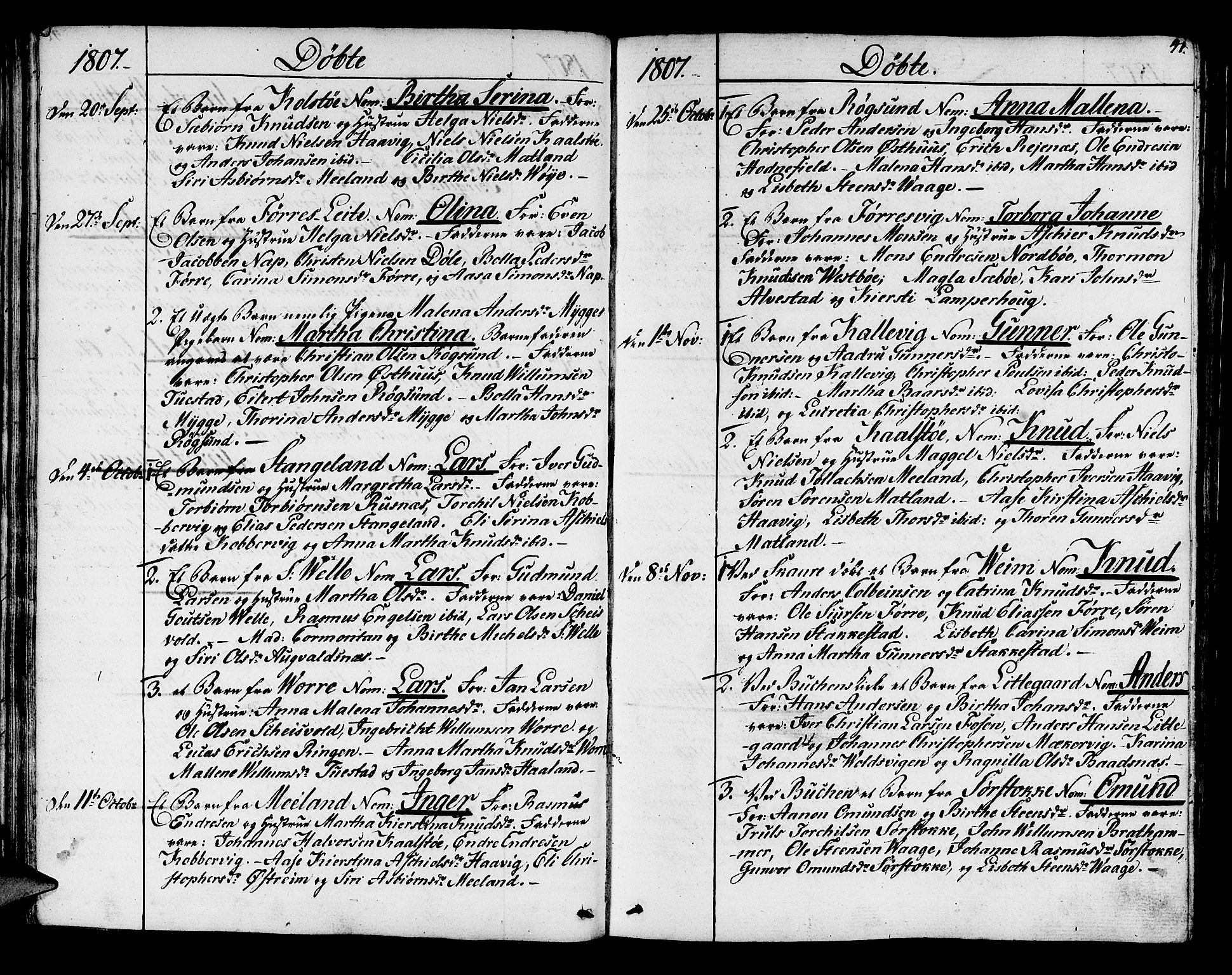 Avaldsnes sokneprestkontor, AV/SAST-A -101851/H/Ha/Haa/L0003: Ministerialbok nr. A 3, 1801-1817, s. 41