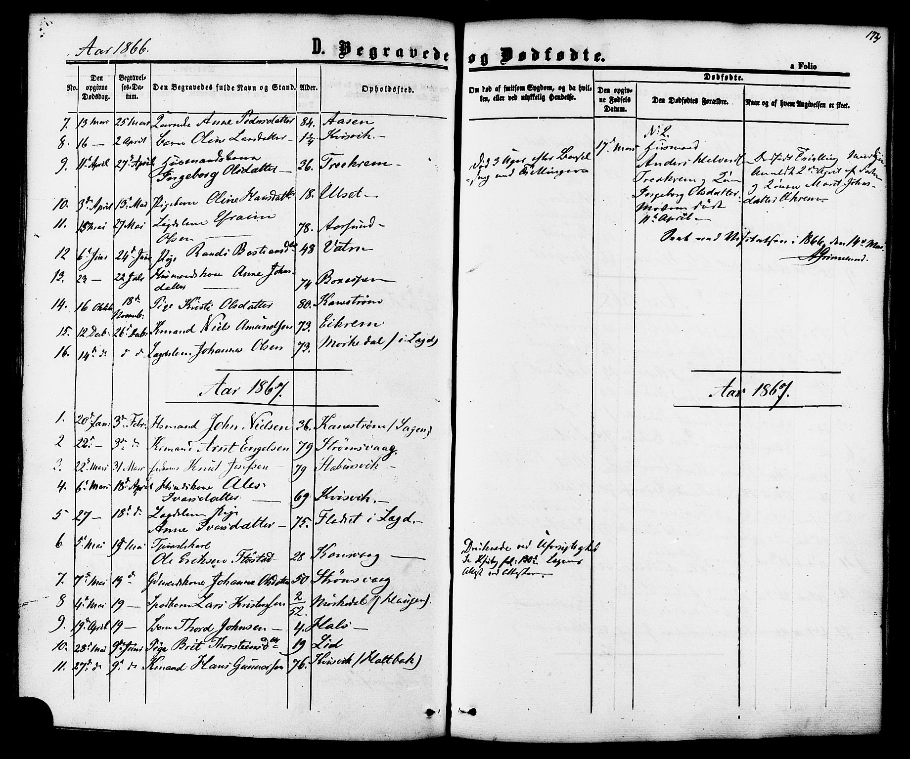 Ministerialprotokoller, klokkerbøker og fødselsregistre - Møre og Romsdal, SAT/A-1454/587/L0999: Ministerialbok nr. 587A01, 1864-1886, s. 173