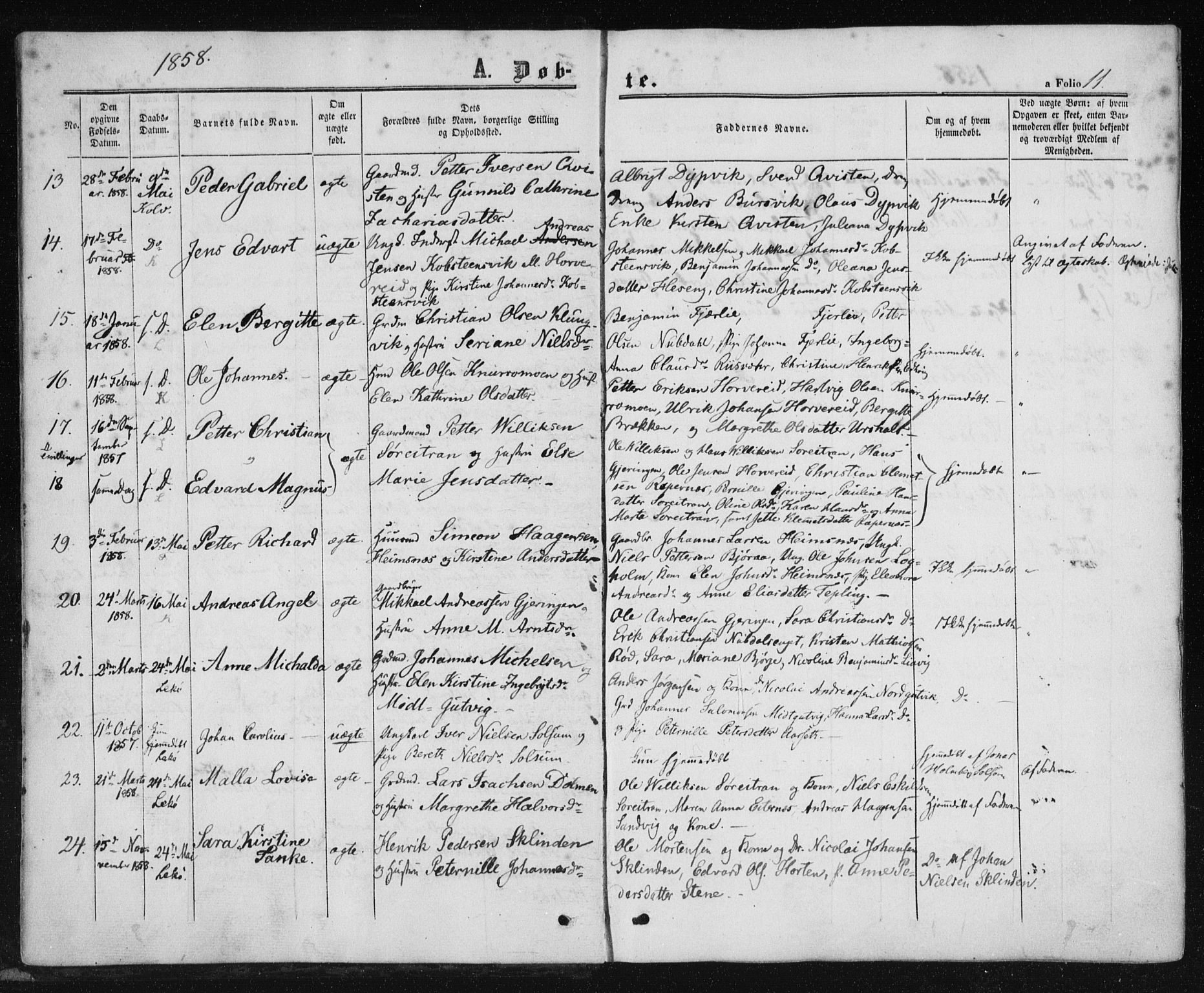 Ministerialprotokoller, klokkerbøker og fødselsregistre - Nord-Trøndelag, SAT/A-1458/780/L0641: Ministerialbok nr. 780A06, 1857-1874, s. 11