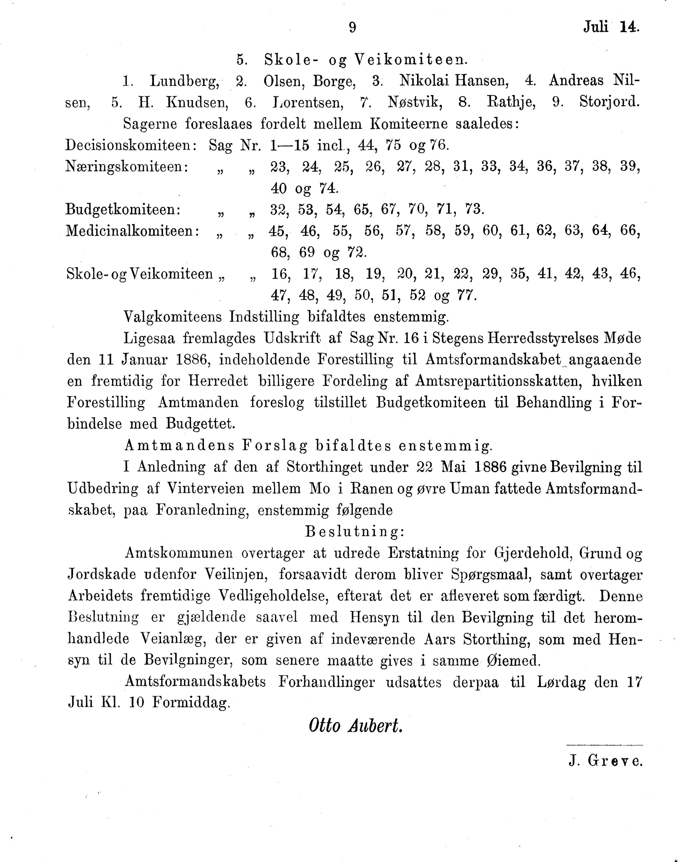 Nordland Fylkeskommune. Fylkestinget, AIN/NFK-17/176/A/Ac/L0015: Fylkestingsforhandlinger 1886-1890, 1886-1890