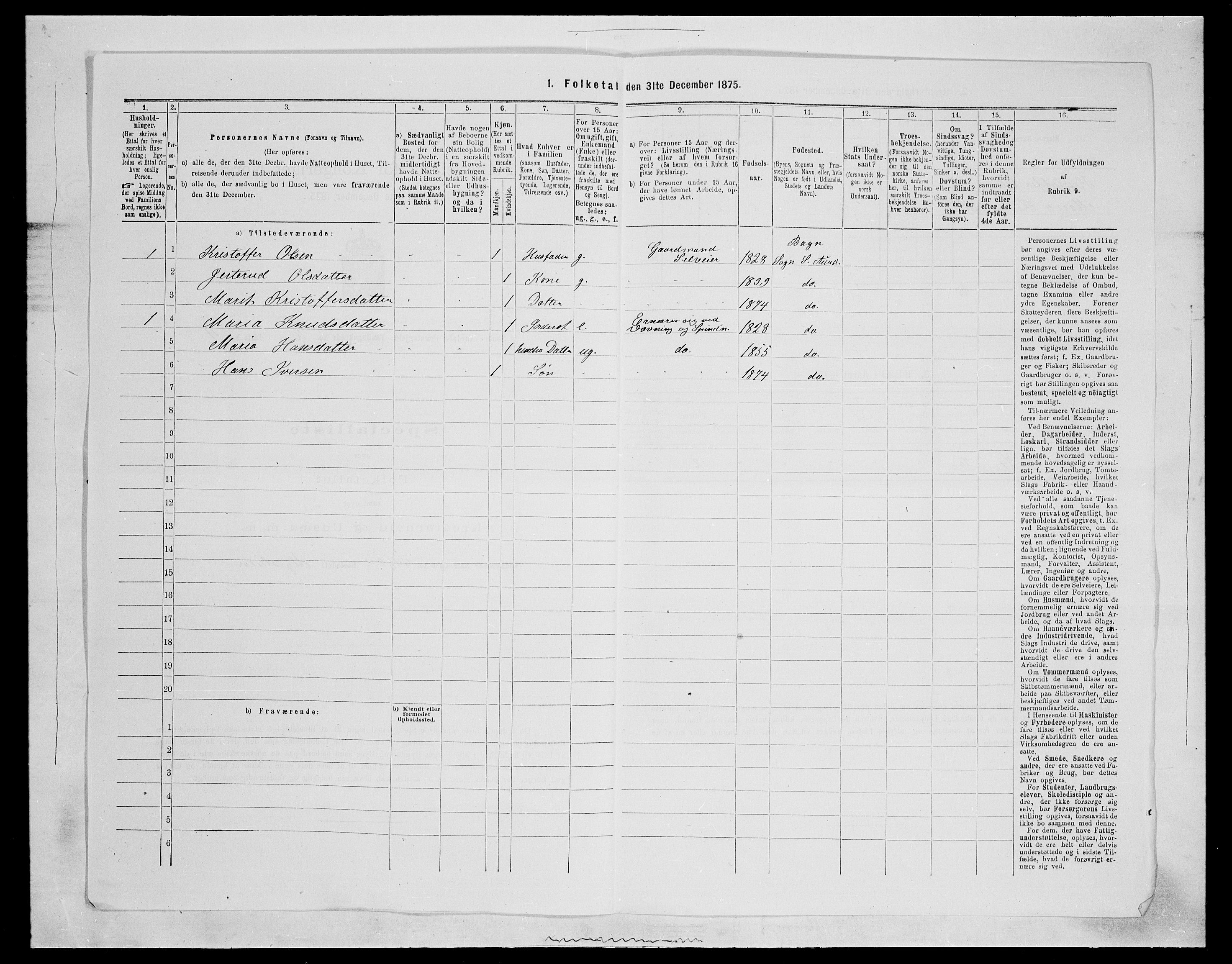 SAH, Folketelling 1875 for 0540P Sør-Aurdal prestegjeld, 1875, s. 420