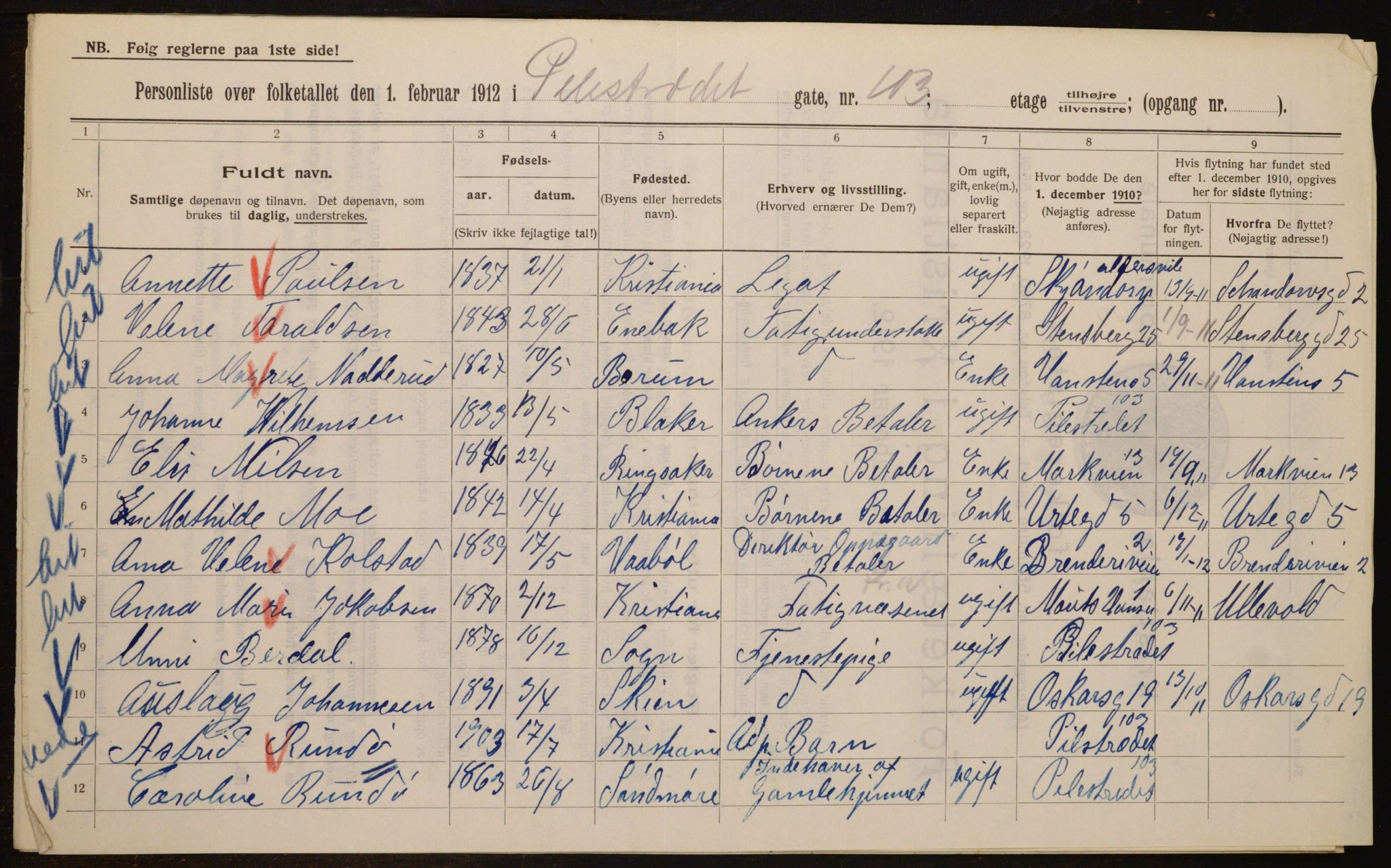 OBA, Kommunal folketelling 1.2.1912 for Kristiania, 1912, s. 80724