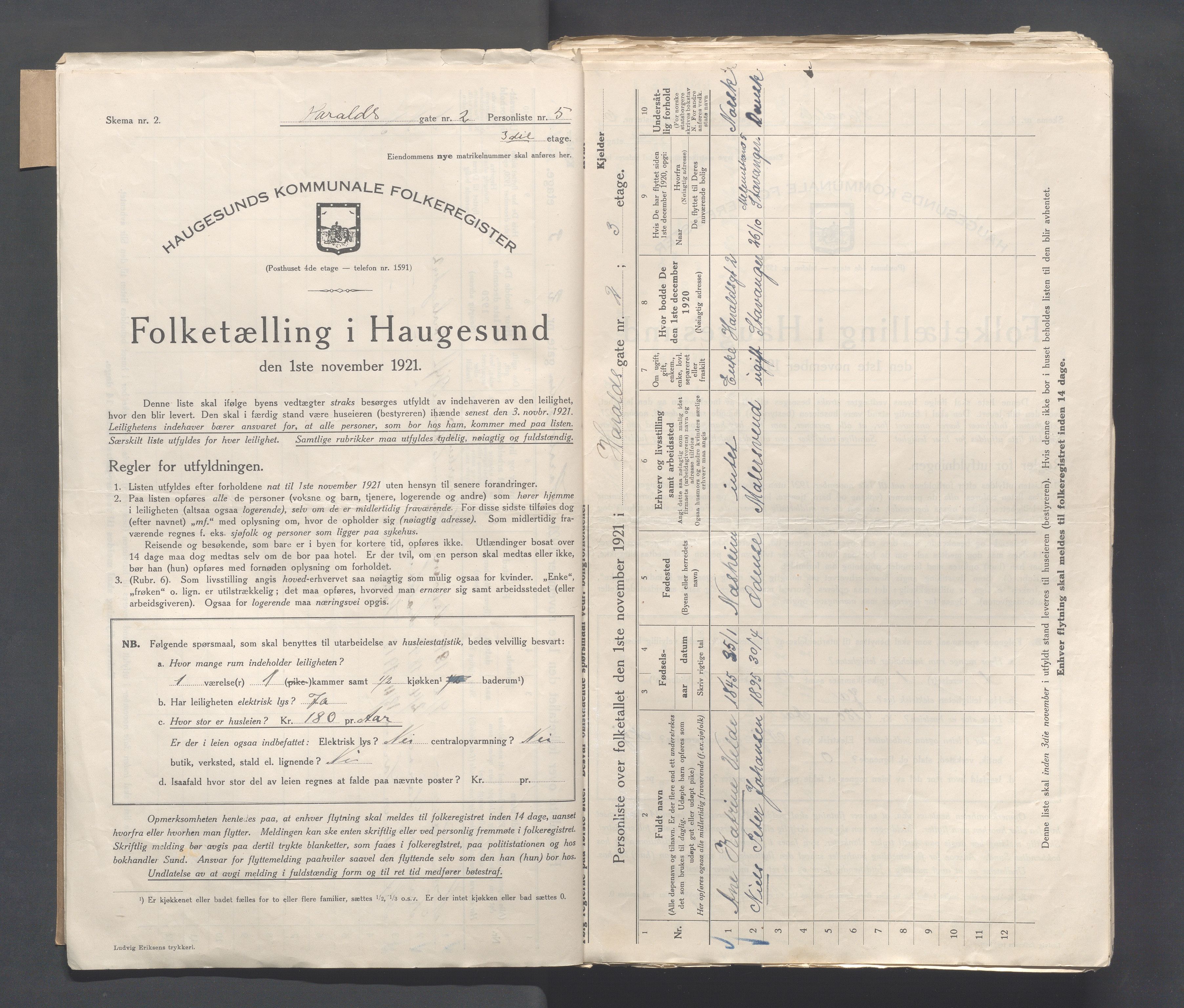 IKAR, Kommunal folketelling 1.11.1921 for Haugesund, 1921, s. 1248