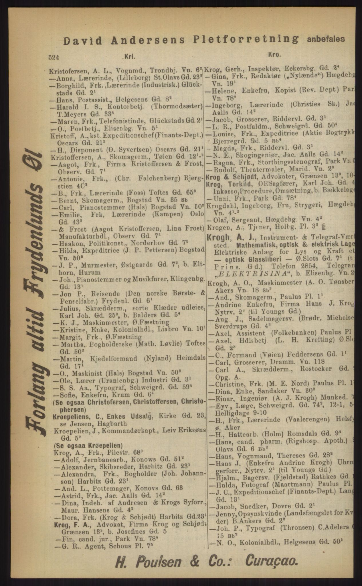 Kristiania/Oslo adressebok, PUBL/-, 1903, s. 524