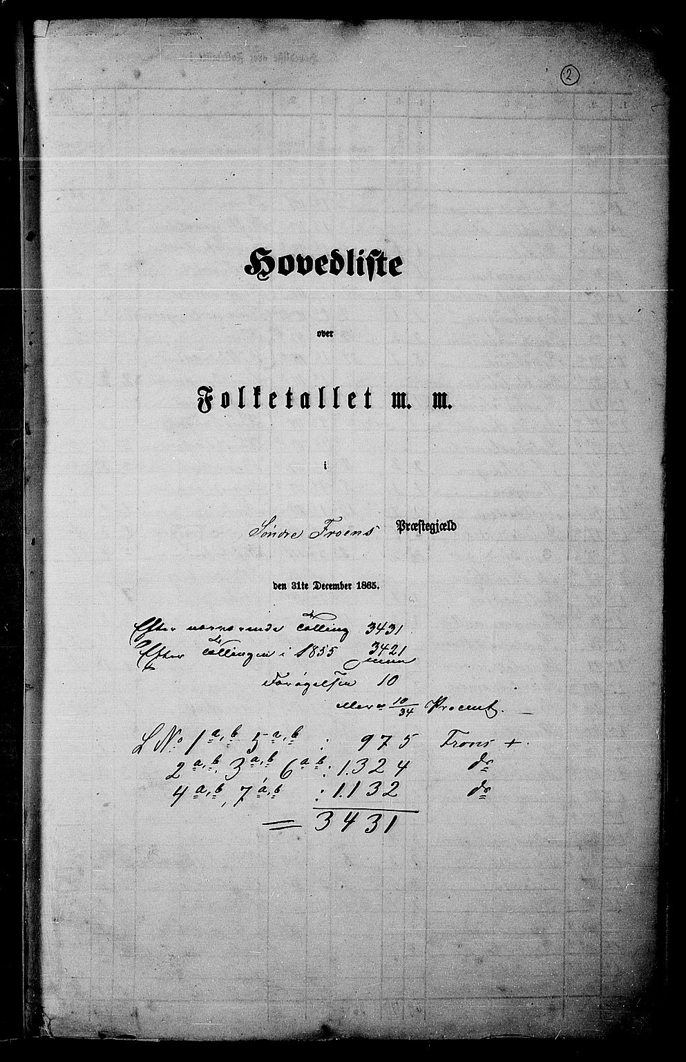 RA, Folketelling 1865 for 0519P Sør-Fron prestegjeld, 1865, s. 5