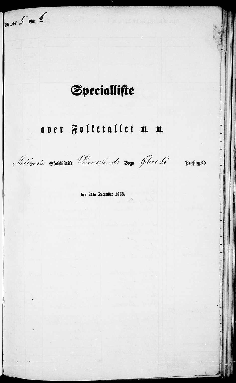RA, Folketelling 1865 for 1016P Øvrebø prestegjeld, 1865, s. 100