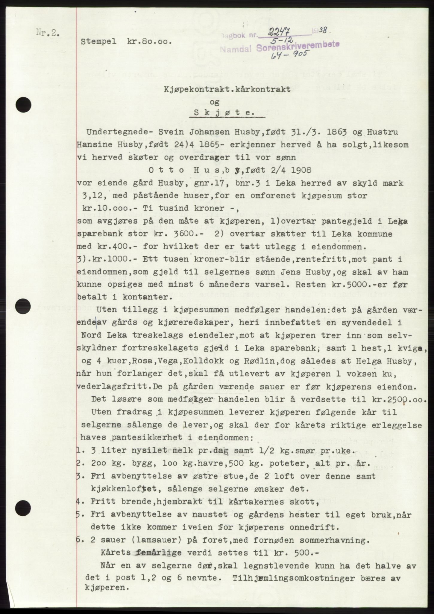 Namdal sorenskriveri, SAT/A-4133/1/2/2C: Pantebok nr. -, 1937-1939, Tingl.dato: 05.12.1938