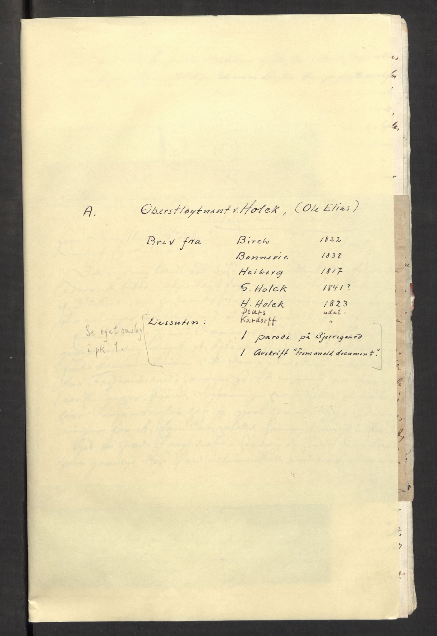 Holck, Meidell, Hartvig, AV/RA-PA-0204/F/L0002: (Pakke 1), 1762-1864, s. 11