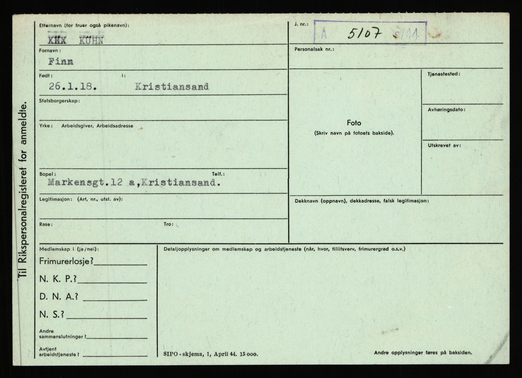 Statspolitiet - Hovedkontoret / Osloavdelingen, AV/RA-S-1329/C/Ca/L0009: Knutsen - Limstrand, 1943-1945, s. 2440