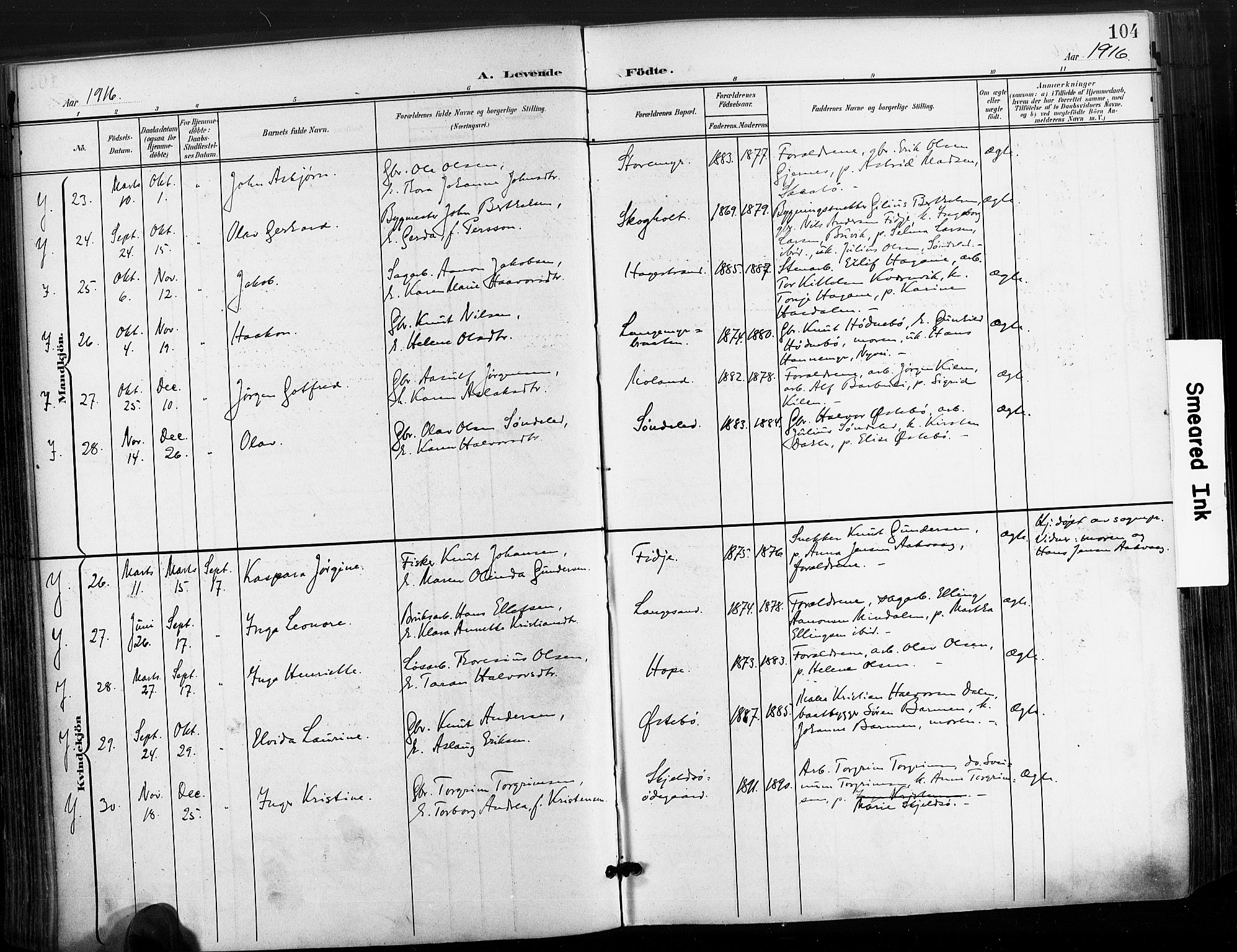 Søndeled sokneprestkontor, AV/SAK-1111-0038/F/Fa/L0006: Ministerialbok nr. A 6, 1900-1922, s. 104
