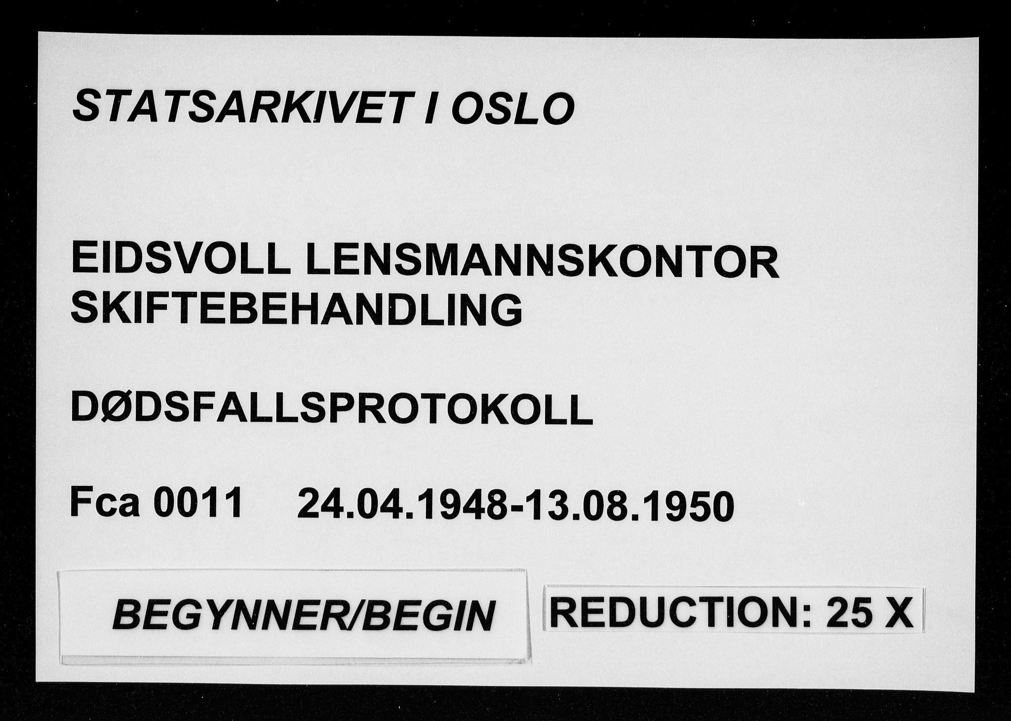 Eidsvoll lensmannskontor, SAO/A-10266a/H/Ha/Haa/L0011: Dødsfallprotokoll, 1948-1950