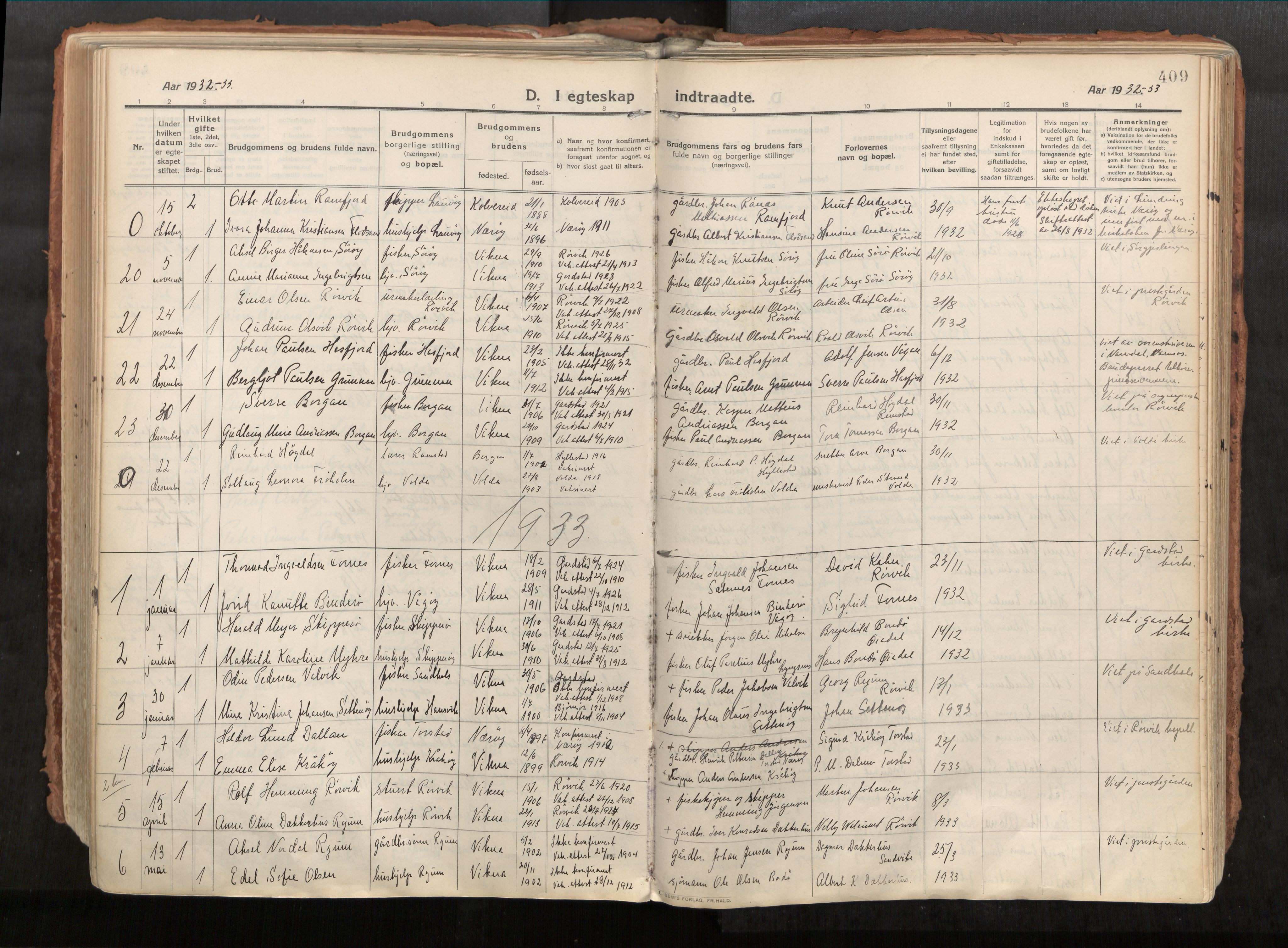 Vikna sokneprestkontor, AV/SAT-A-1173/1/I/I1/I1a/L0001: Ministerialbok nr. 1, 1913-1934, s. 409