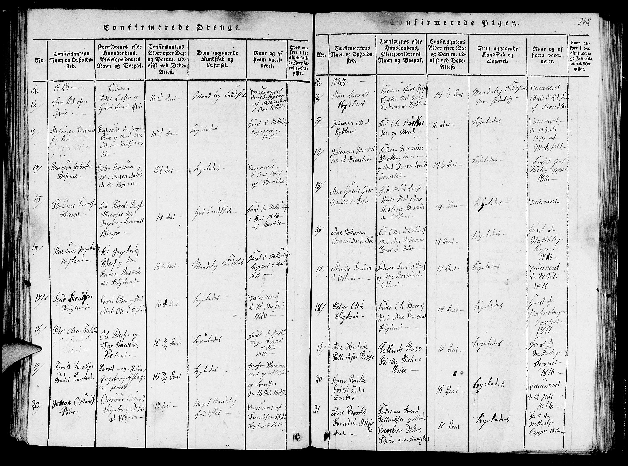 Hå sokneprestkontor, AV/SAST-A-101801/001/30BA/L0003: Ministerialbok nr. A 3, 1815-1825, s. 262