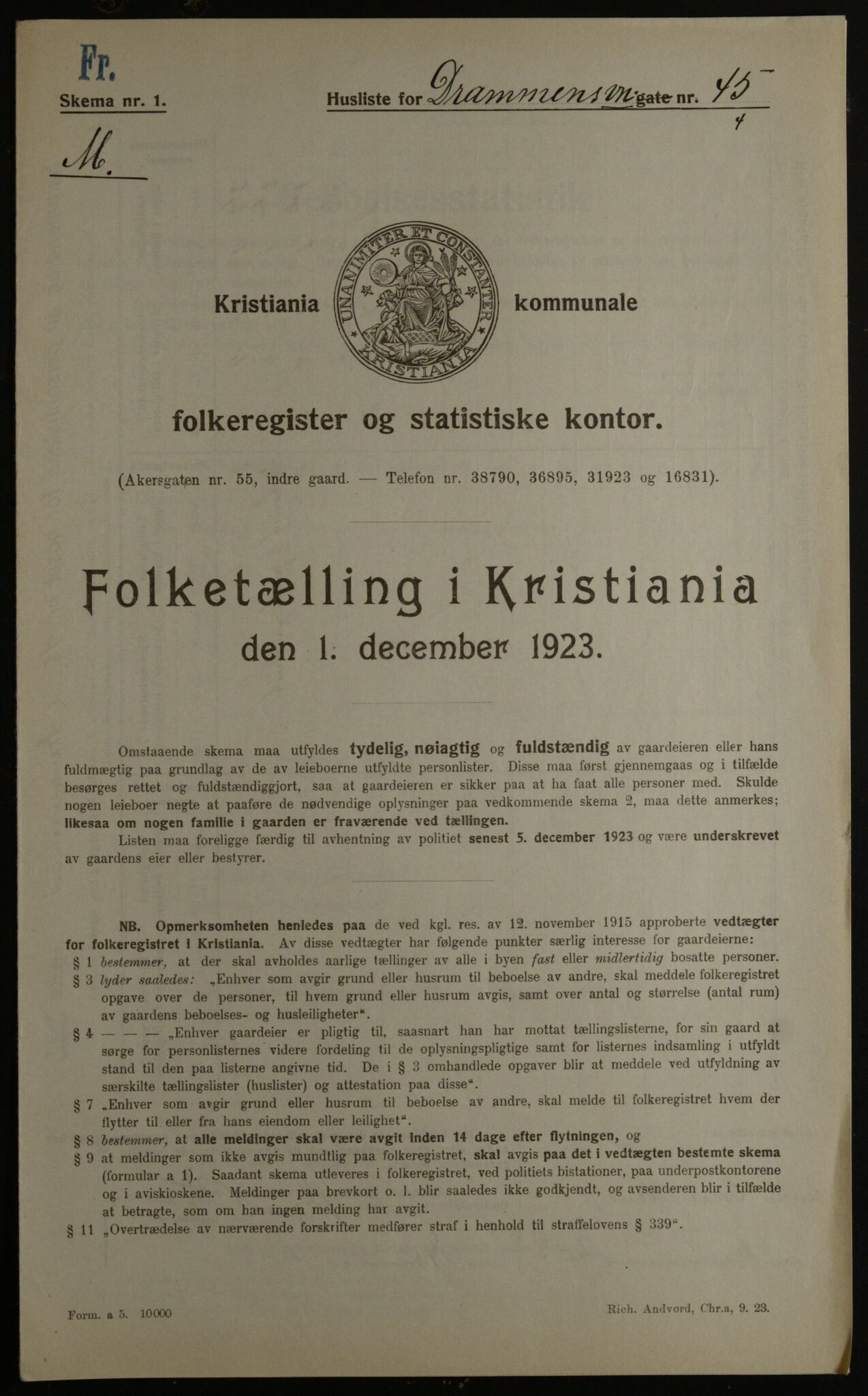 OBA, Kommunal folketelling 1.12.1923 for Kristiania, 1923, s. 18550