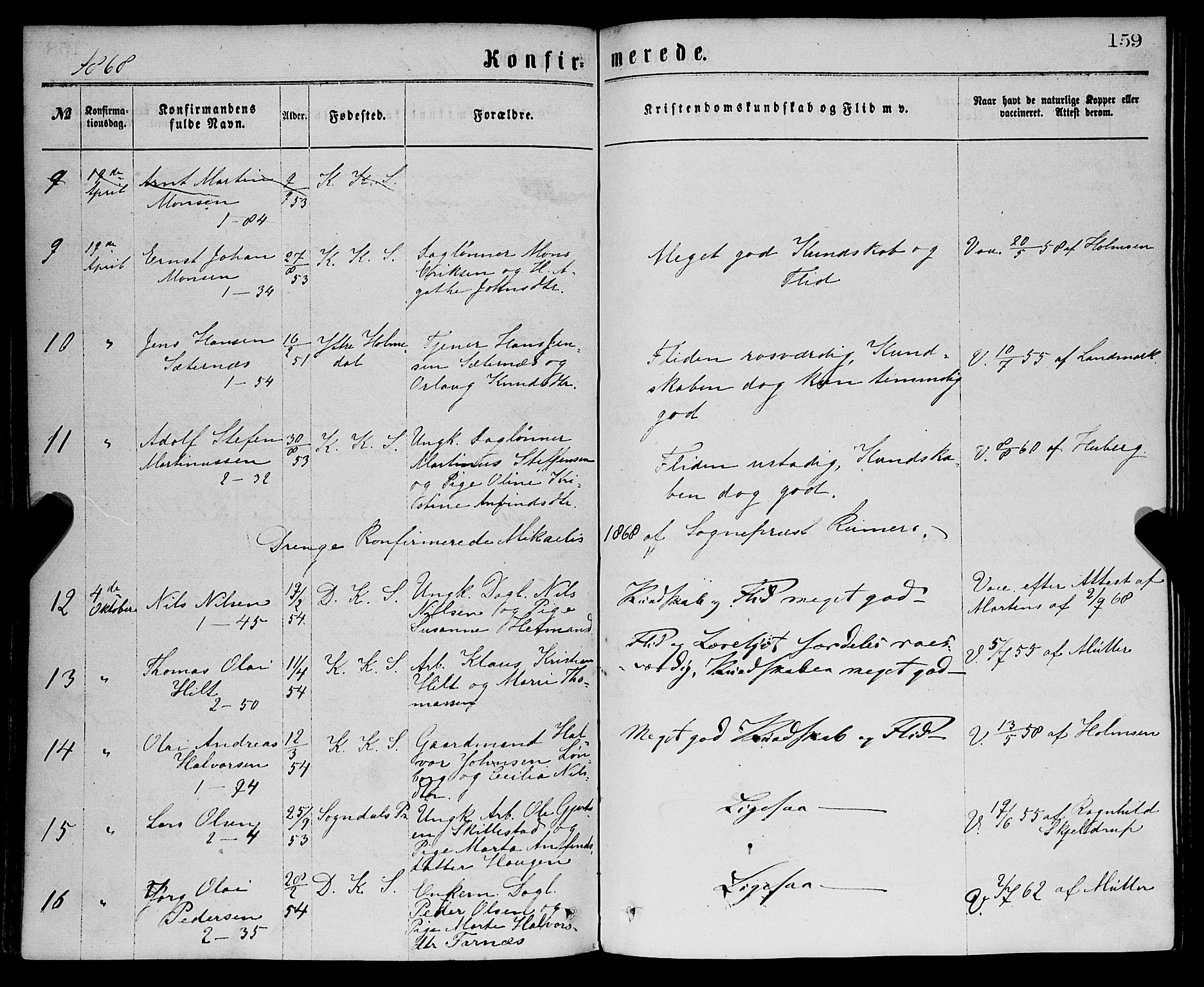 Sandviken Sokneprestembete, AV/SAB-A-77601/H/Ha/L0001: Ministerialbok nr. A 1, 1867-1877, s. 159