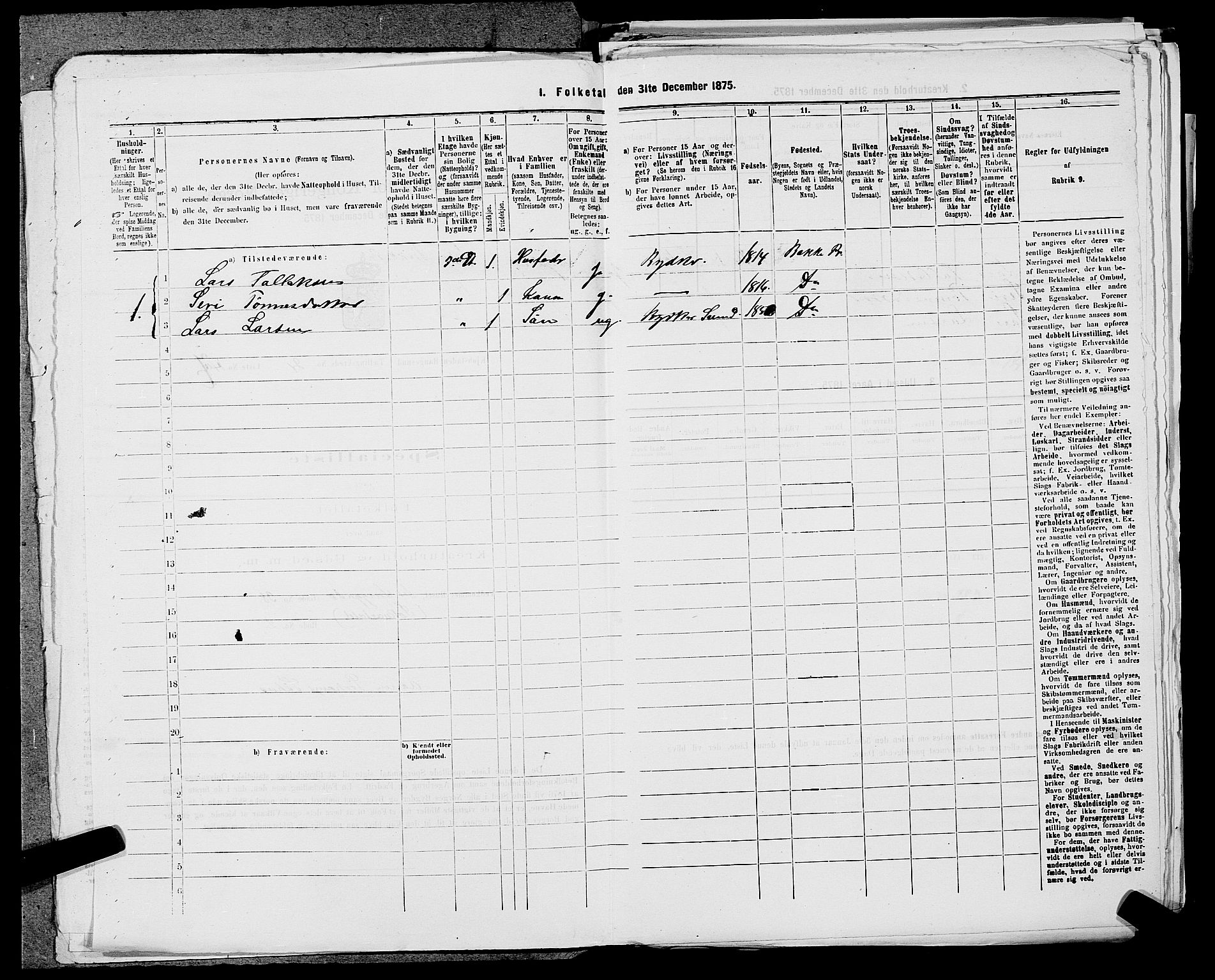 SAST, Folketelling 1875 for 1106B Torvastad prestegjeld, Haugesund kjøpstad, 1875, s. 344