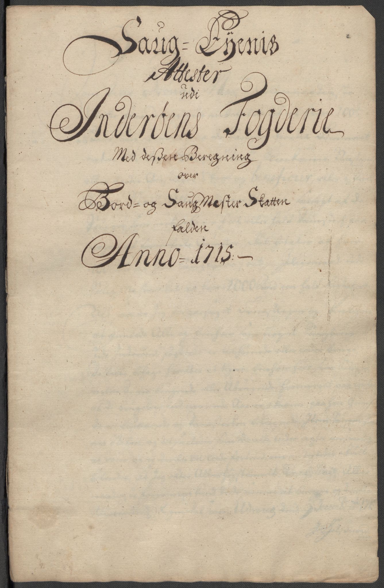 Rentekammeret inntil 1814, Reviderte regnskaper, Fogderegnskap, RA/EA-4092/R63/L4323: Fogderegnskap Inderøy, 1715, s. 178