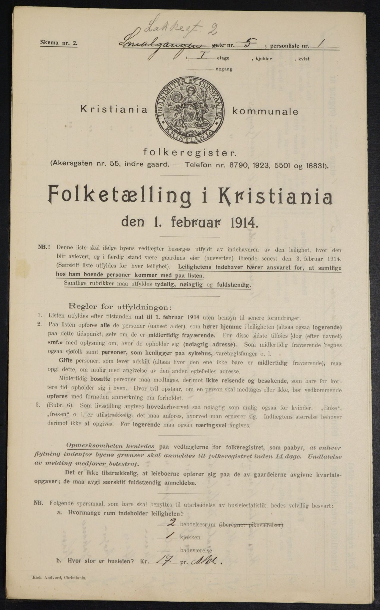 OBA, Kommunal folketelling 1.2.1914 for Kristiania, 1914, s. 55213