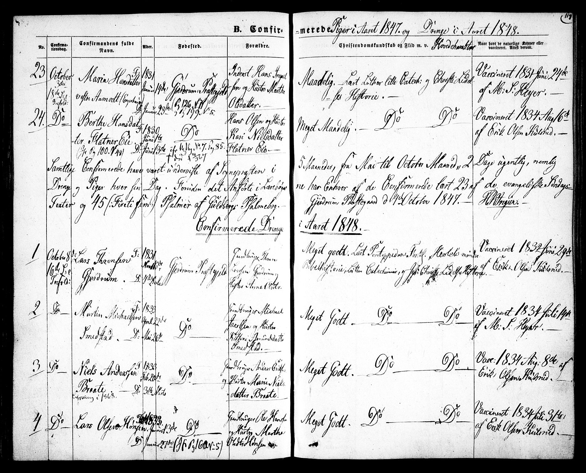 Gjerdrum prestekontor Kirkebøker, AV/SAO-A-10412b/F/Fa/L0006: Ministerialbok nr. I 6, 1845-1856, s. 119