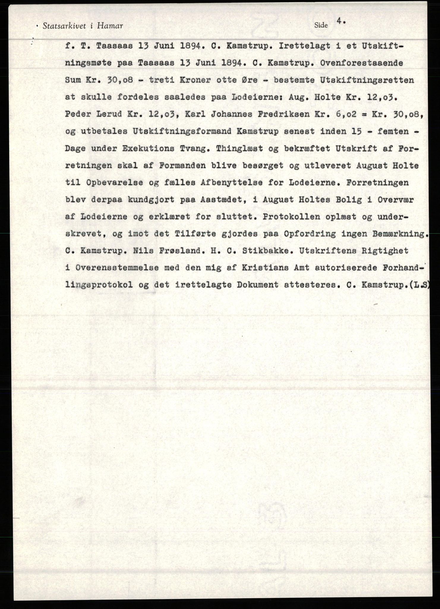 Avskriftssamlingen ved Statsarkivet i Hamar, AV/SAH-AVSKRIFT-001/H/Hf/Hfa/Hfaa/L0016: Pantebok 16=P for Toten, Vardal og Biri, 1894-1899