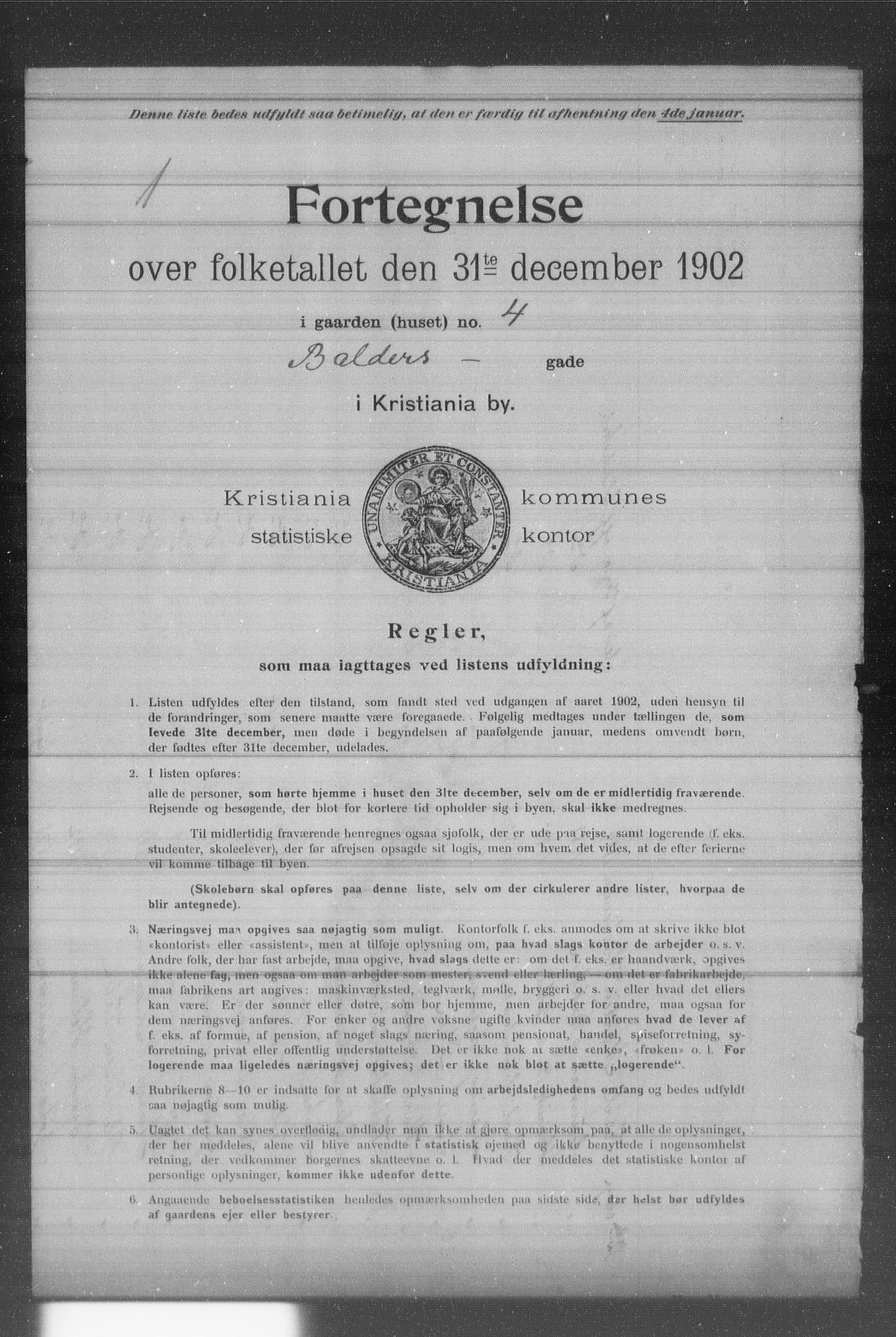 OBA, Kommunal folketelling 31.12.1902 for Kristiania kjøpstad, 1902, s. 712