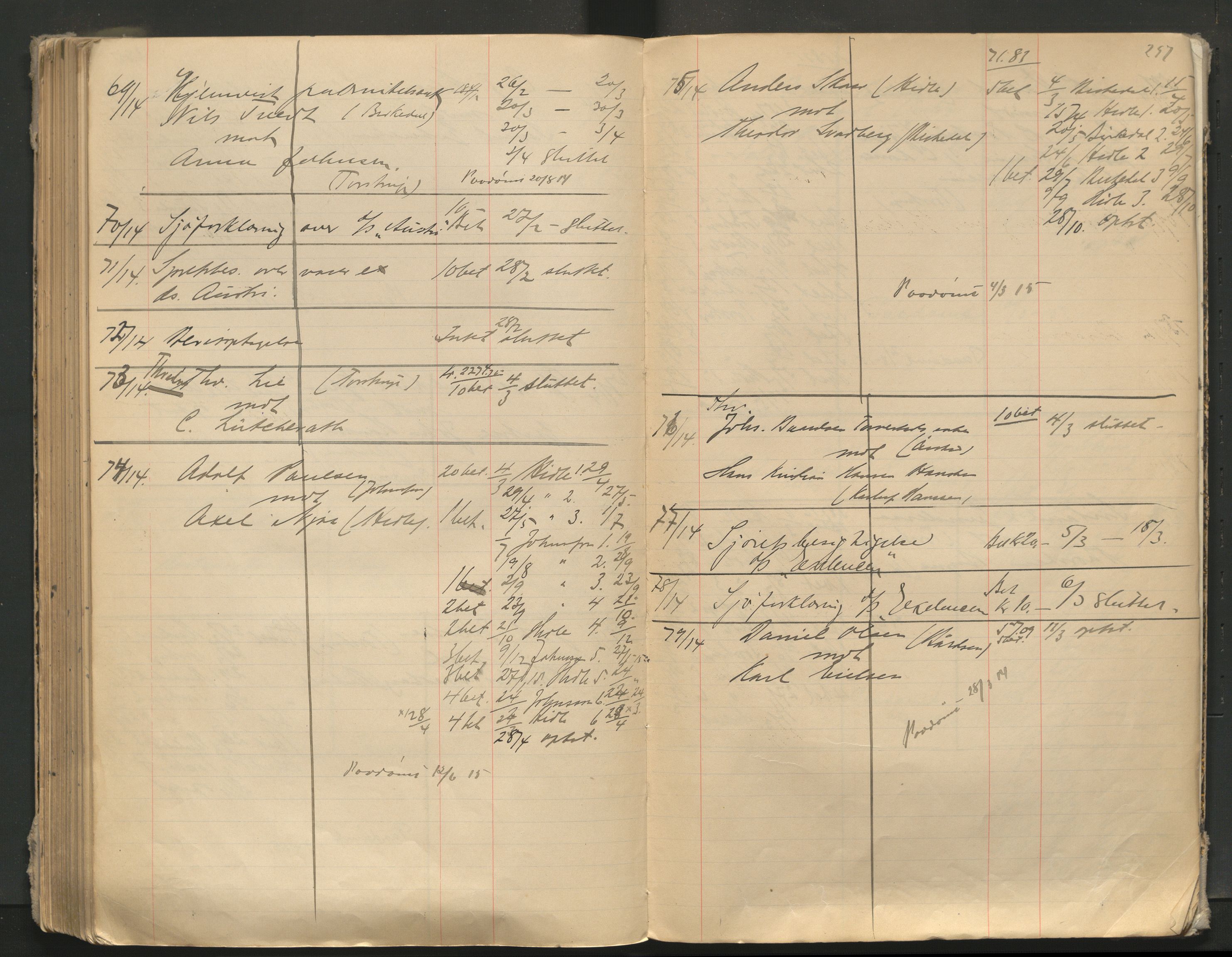 Stavanger byfogd, AV/SAST-A-101408/001/3/32/32A/L0005: Saksliste for Stavanger byting, 1910-1914, s. 296-297