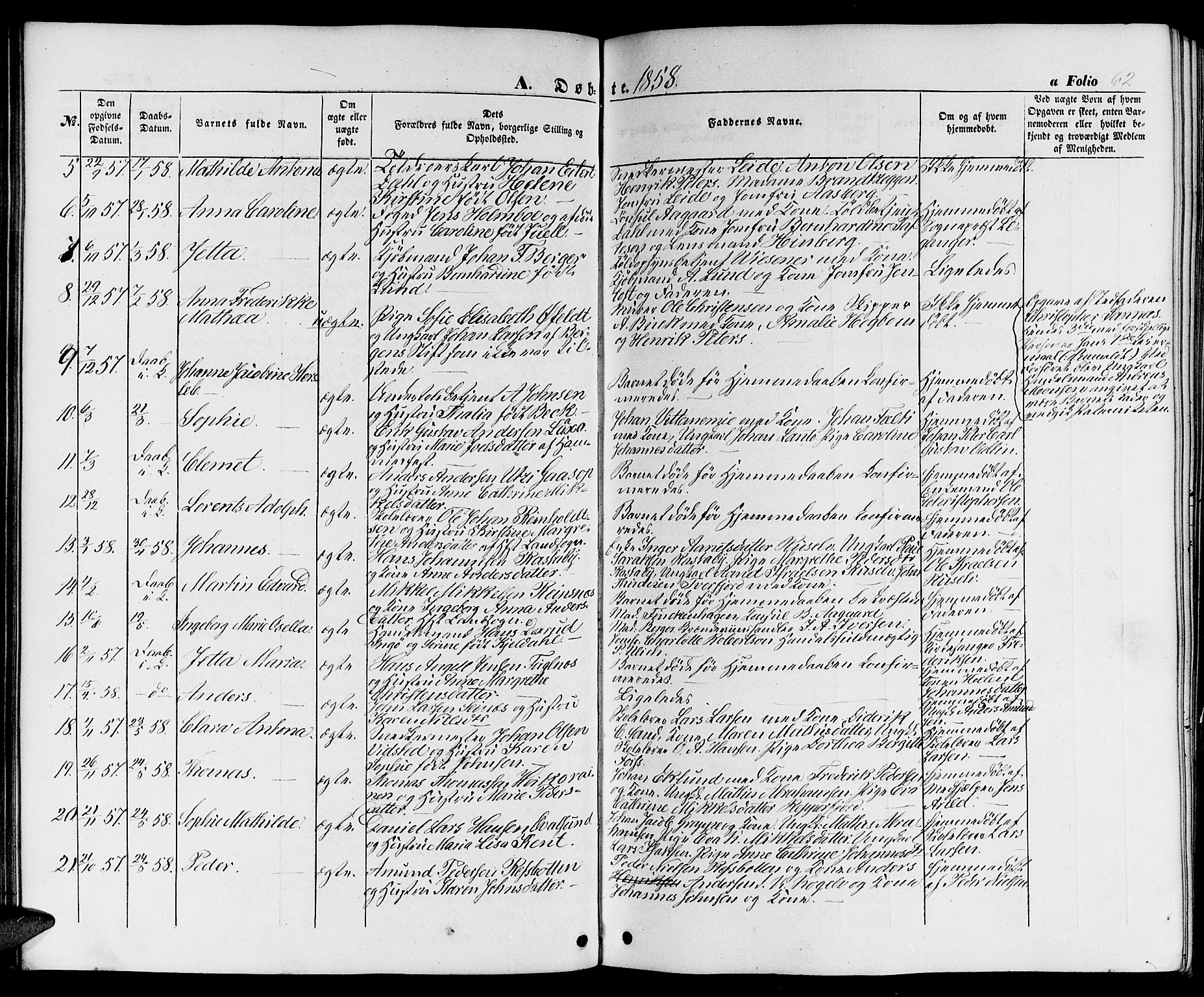 Hammerfest sokneprestkontor, AV/SATØ-S-1347/H/Hb/L0002.klokk: Klokkerbok nr. 2, 1851-1861, s. 62