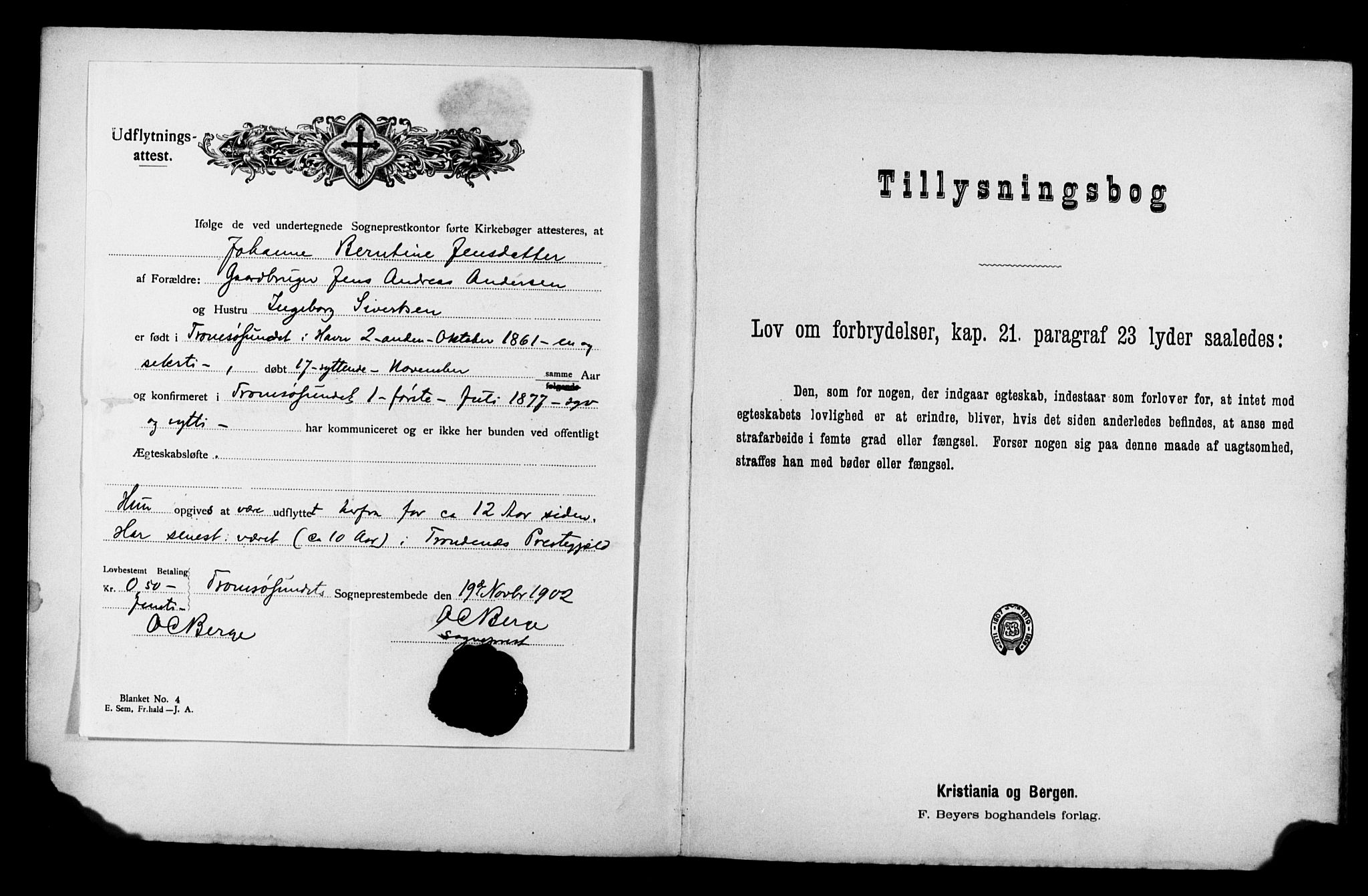 Balsfjord sokneprestembete, AV/SATØ-S-1303/H/Hd/L0031: Lysningsprotokoll nr. 31, 1897-1906