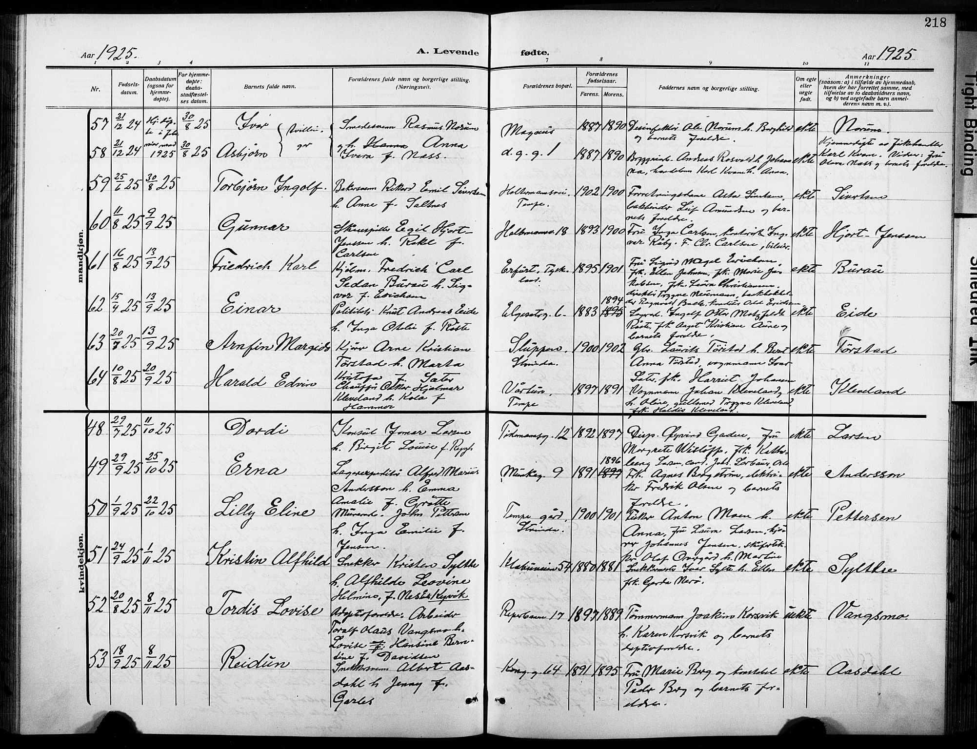 Ministerialprotokoller, klokkerbøker og fødselsregistre - Sør-Trøndelag, AV/SAT-A-1456/601/L0096: Klokkerbok nr. 601C14, 1911-1931, s. 218