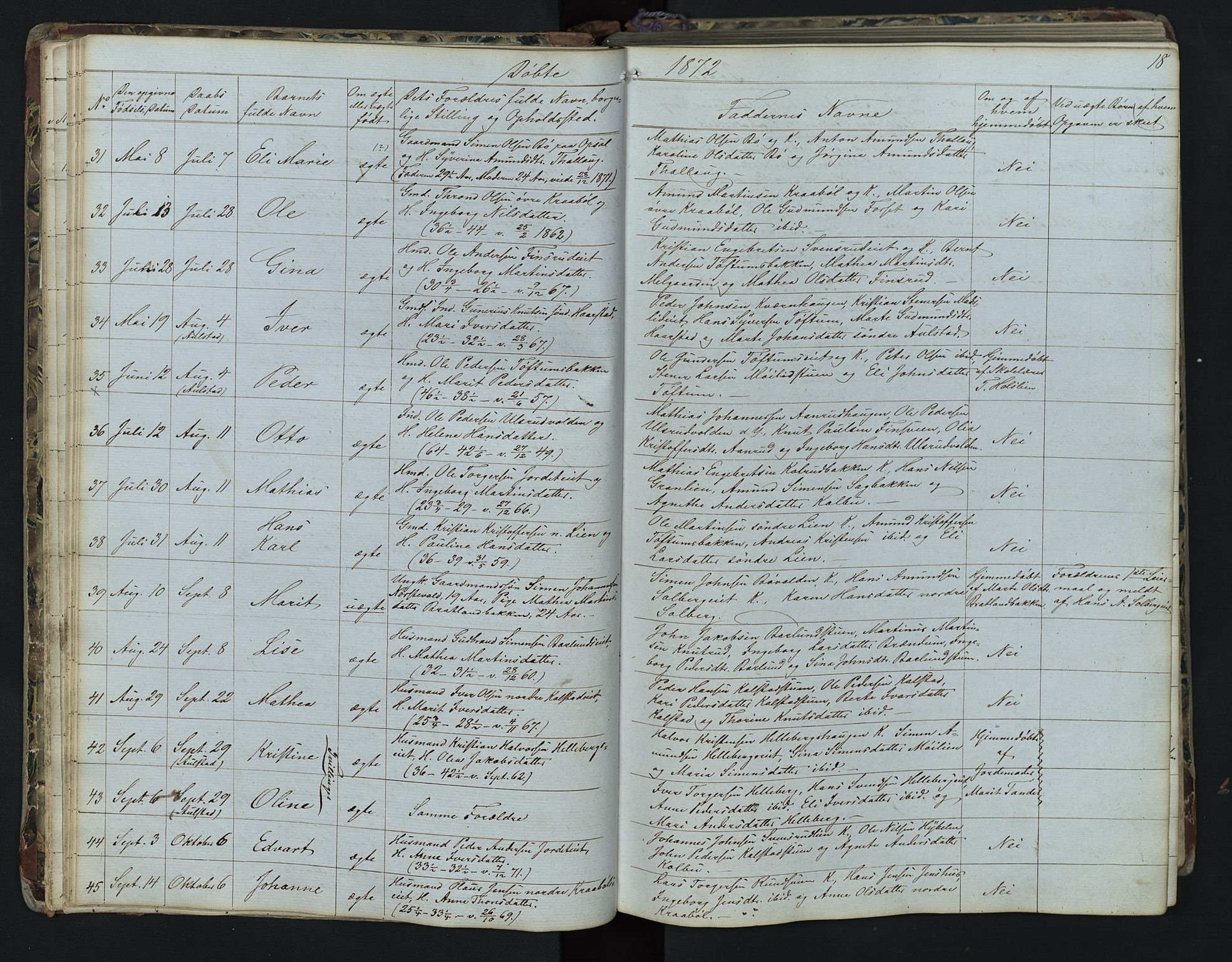 Vestre Gausdal prestekontor, AV/SAH-PREST-094/H/Ha/Hab/L0001: Klokkerbok nr. 1, 1867-1895, s. 18