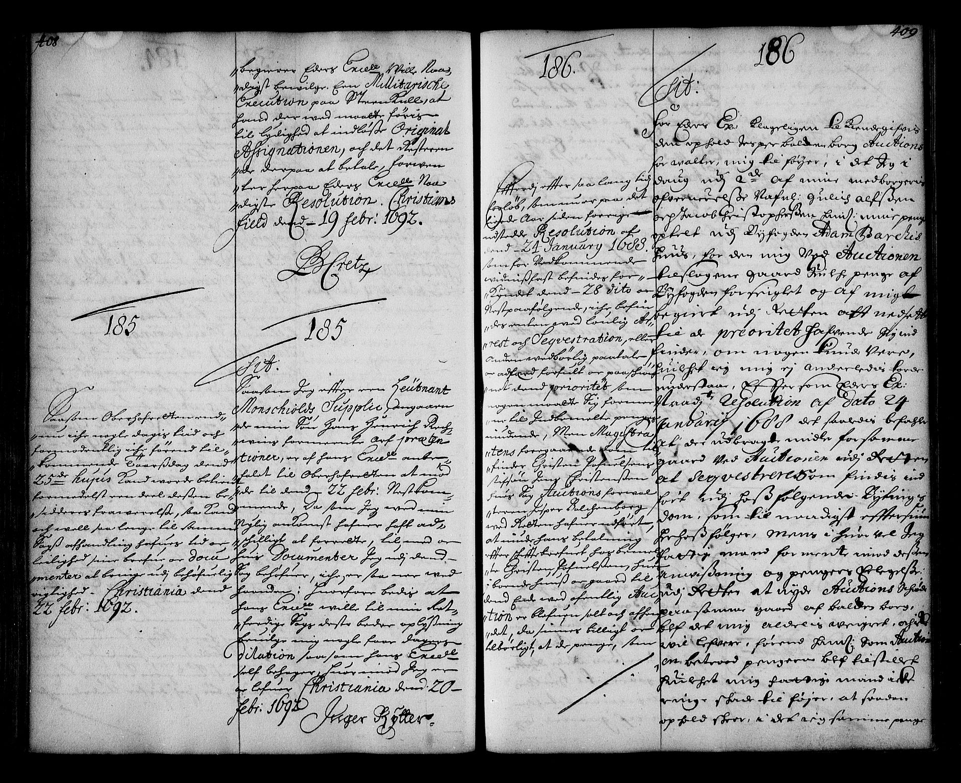 Stattholderembetet 1572-1771, AV/RA-EA-2870/Ae/L0009: Supplikasjons- og resolusjonsprotokoll, 1691-1692, s. 408-409