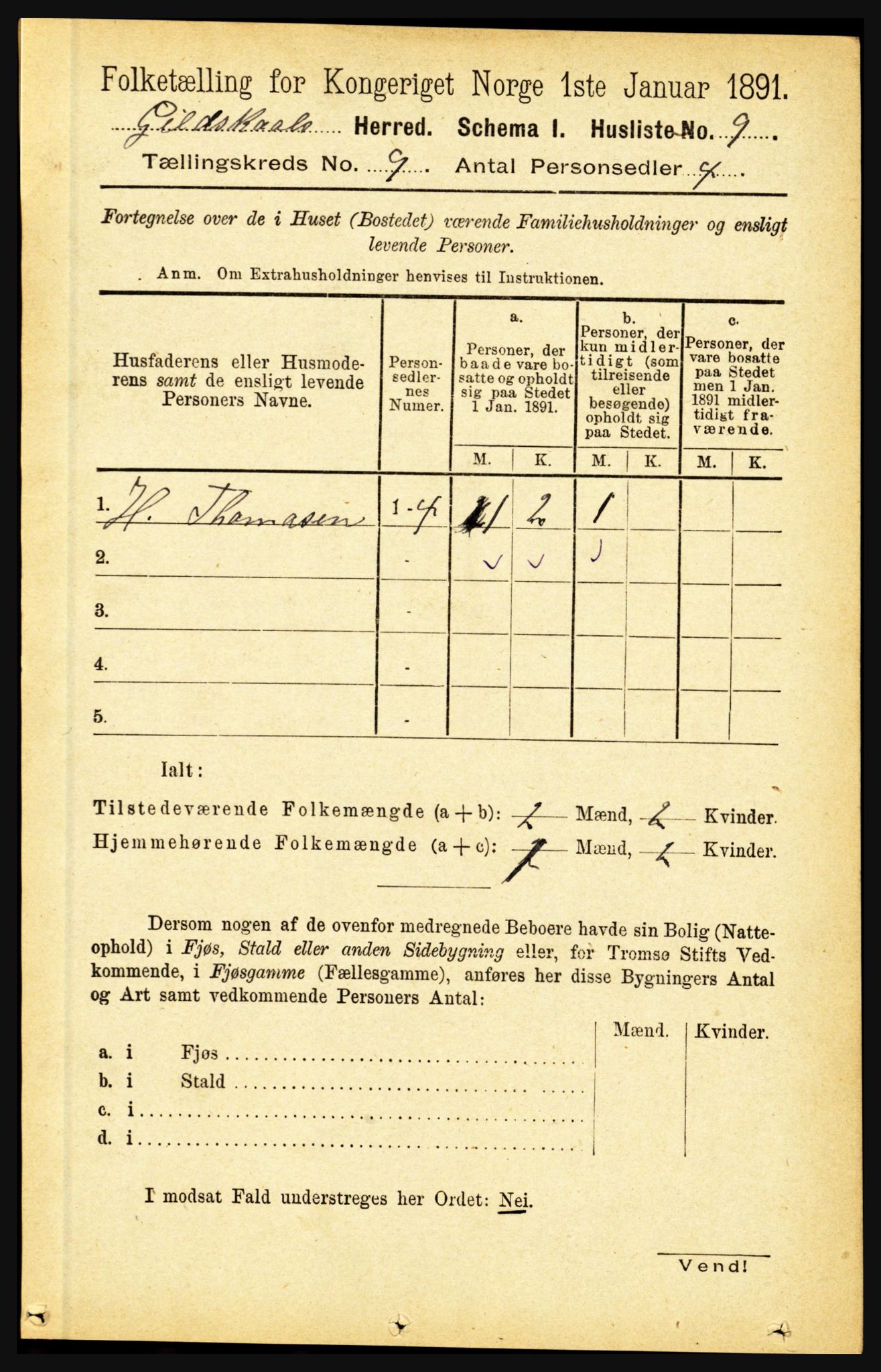 RA, Folketelling 1891 for 1838 Gildeskål herred, 1891, s. 2726