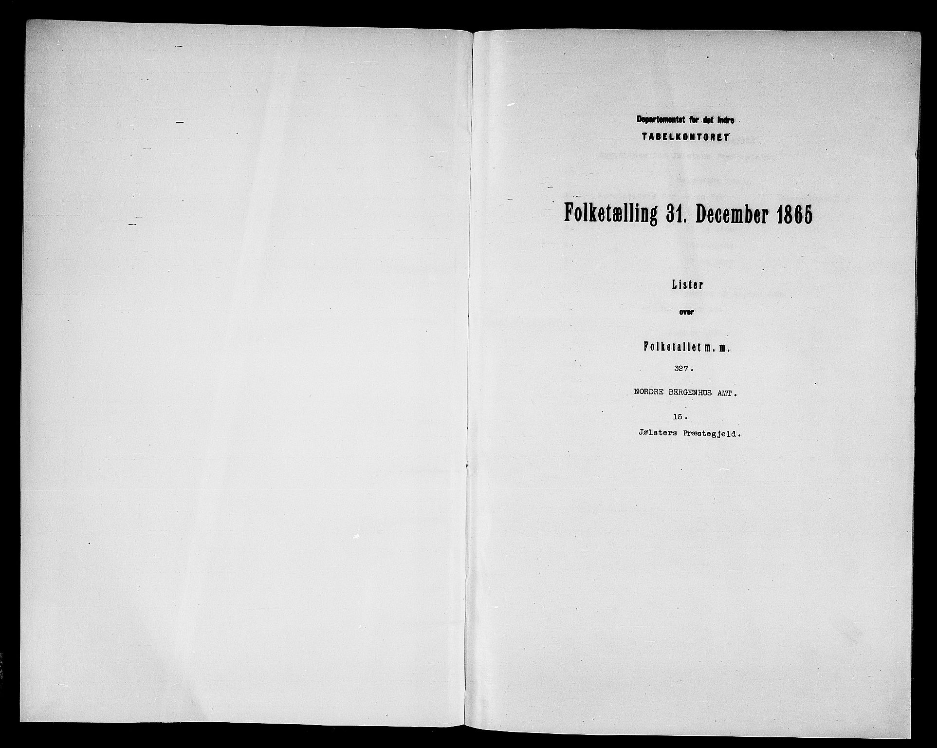 RA, Folketelling 1865 for 1431P Jølster prestegjeld, 1865, s. 3