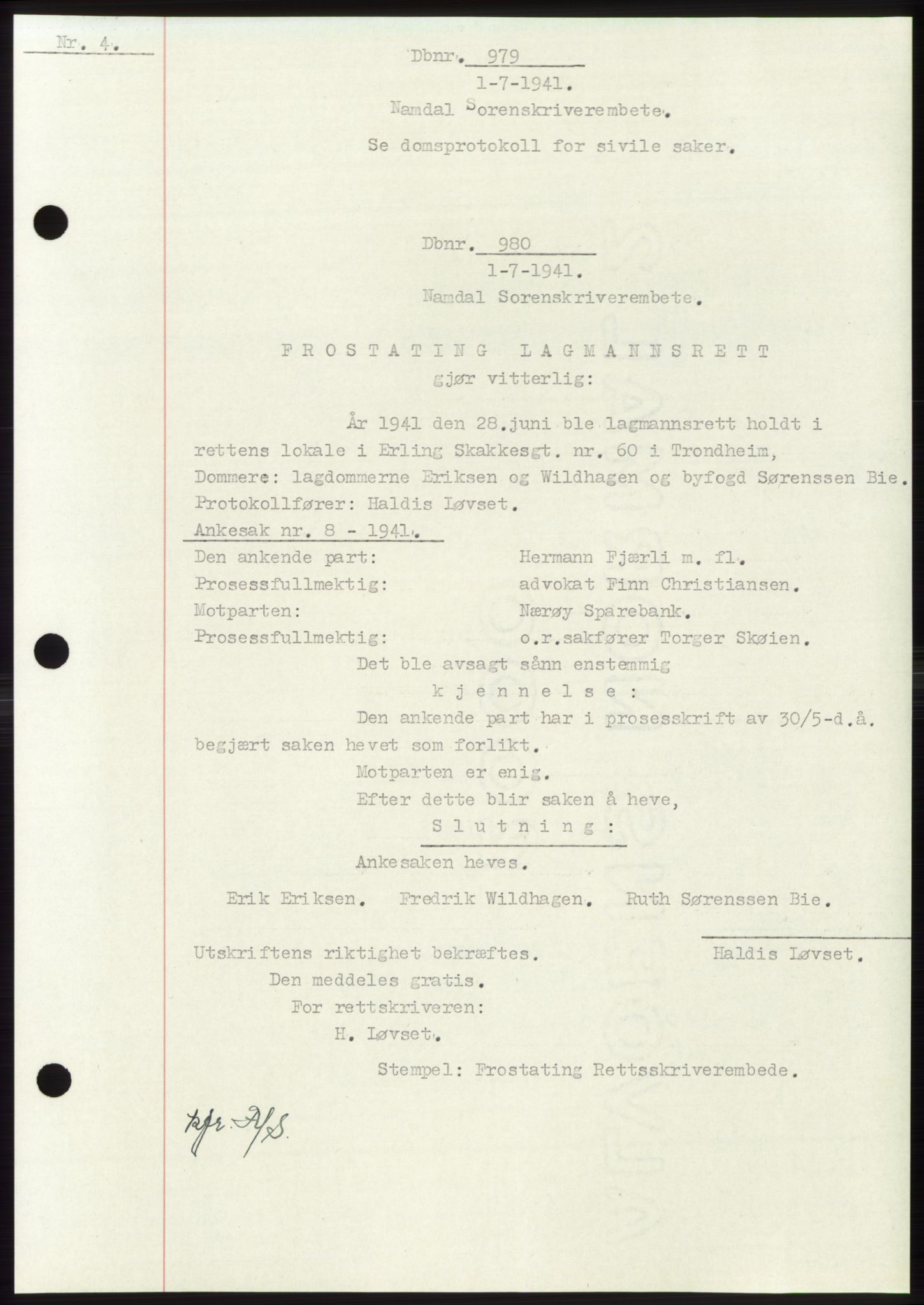 Namdal sorenskriveri, SAT/A-4133/1/2/2C: Pantebok nr. -, 1940-1941, Tingl.dato: 01.07.1941
