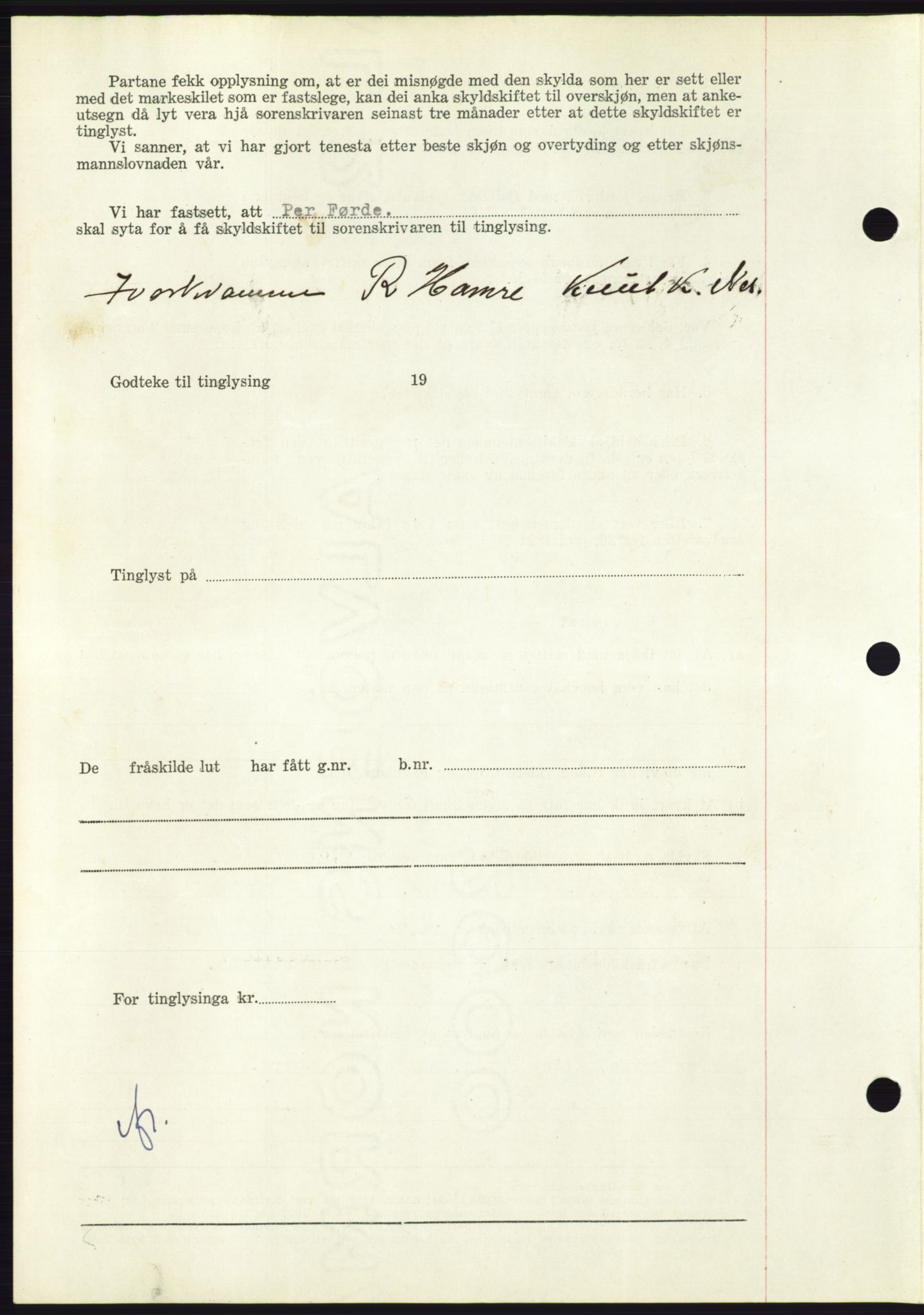 Søre Sunnmøre sorenskriveri, AV/SAT-A-4122/1/2/2C/L0099: Pantebok nr. 25A, 1954-1954, Dagboknr: 2719/1954