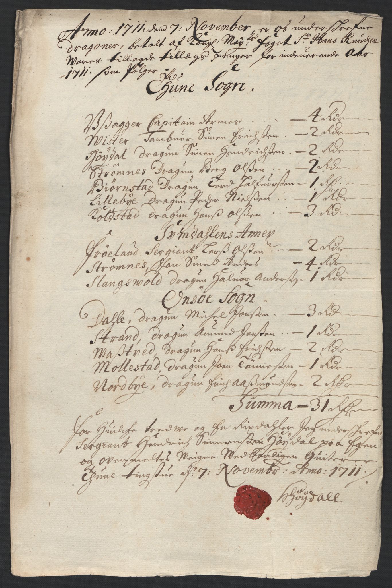 Rentekammeret inntil 1814, Reviderte regnskaper, Fogderegnskap, RA/EA-4092/R04/L0136: Fogderegnskap Moss, Onsøy, Tune, Veme og Åbygge, 1711, s. 134