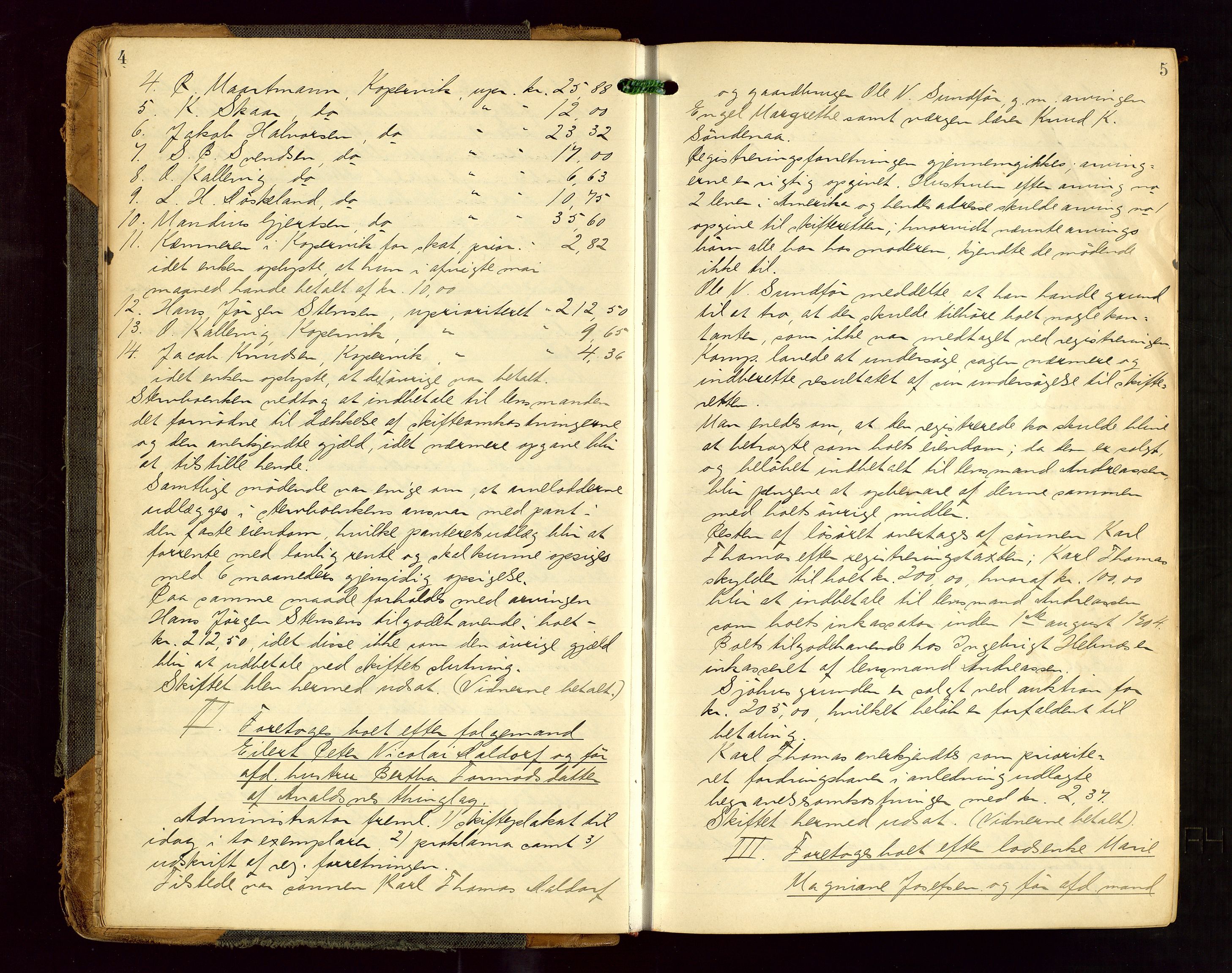 Karmsund sorenskriveri, AV/SAST-A-100311/01/IV/IVDB/L0013: SKIFTEPROTOKOLL SKUDENES, AVALDSNES, 1904-1920, s. 4-5