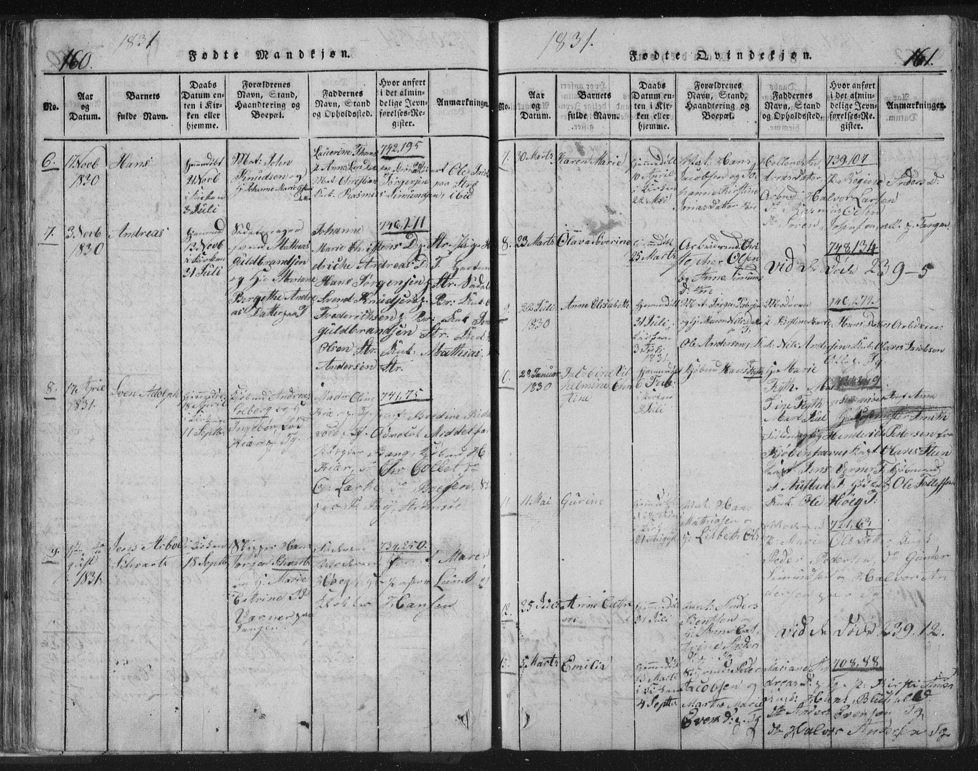 Strømsø kirkebøker, AV/SAKO-A-246/F/Fb/L0004: Ministerialbok nr. II 4, 1814-1843, s. 160-161