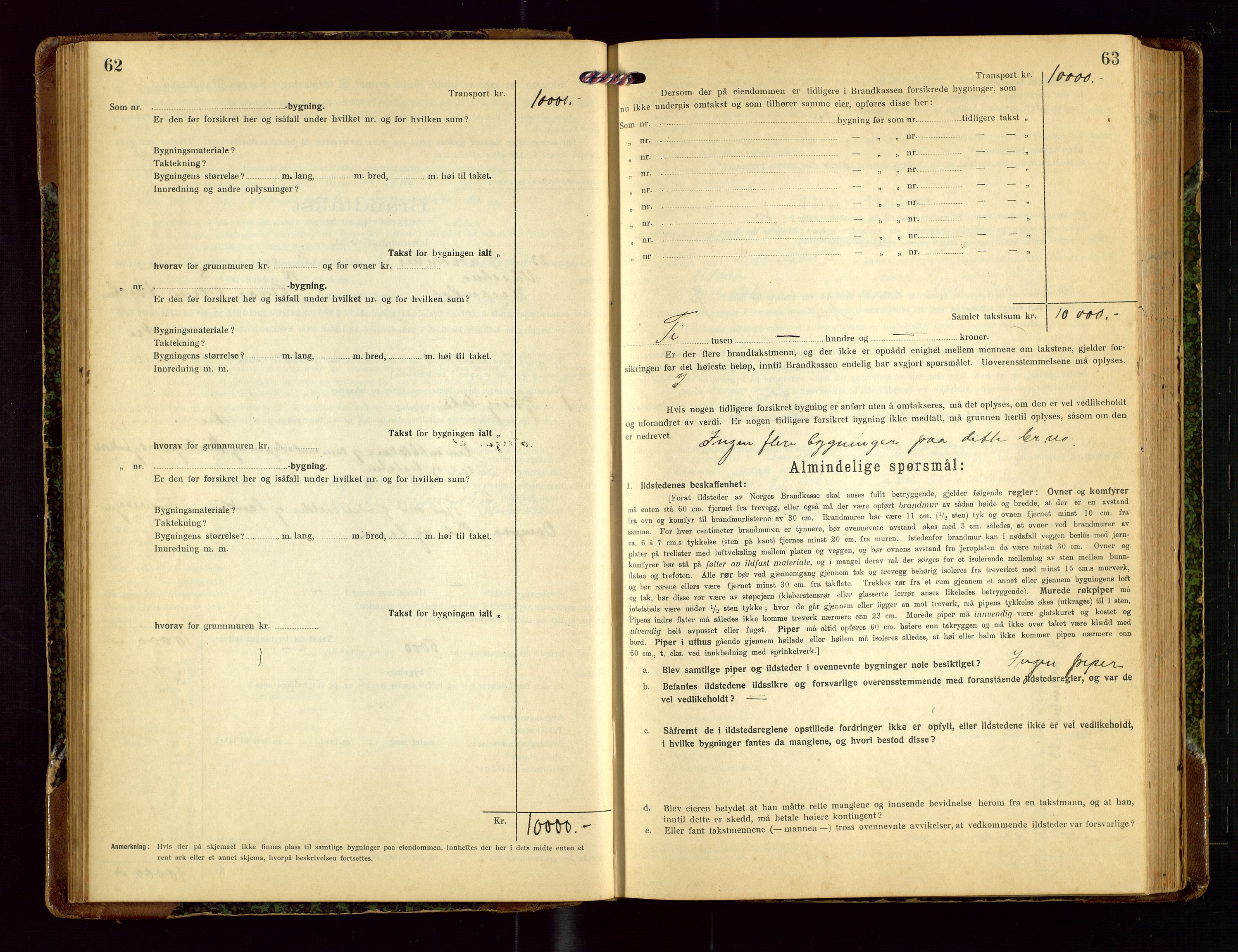 Heskestad lensmannskontor, AV/SAST-A-100304/Gob/L0003: "Brandtakstprotokoll", 1922-1934, s. 62-63