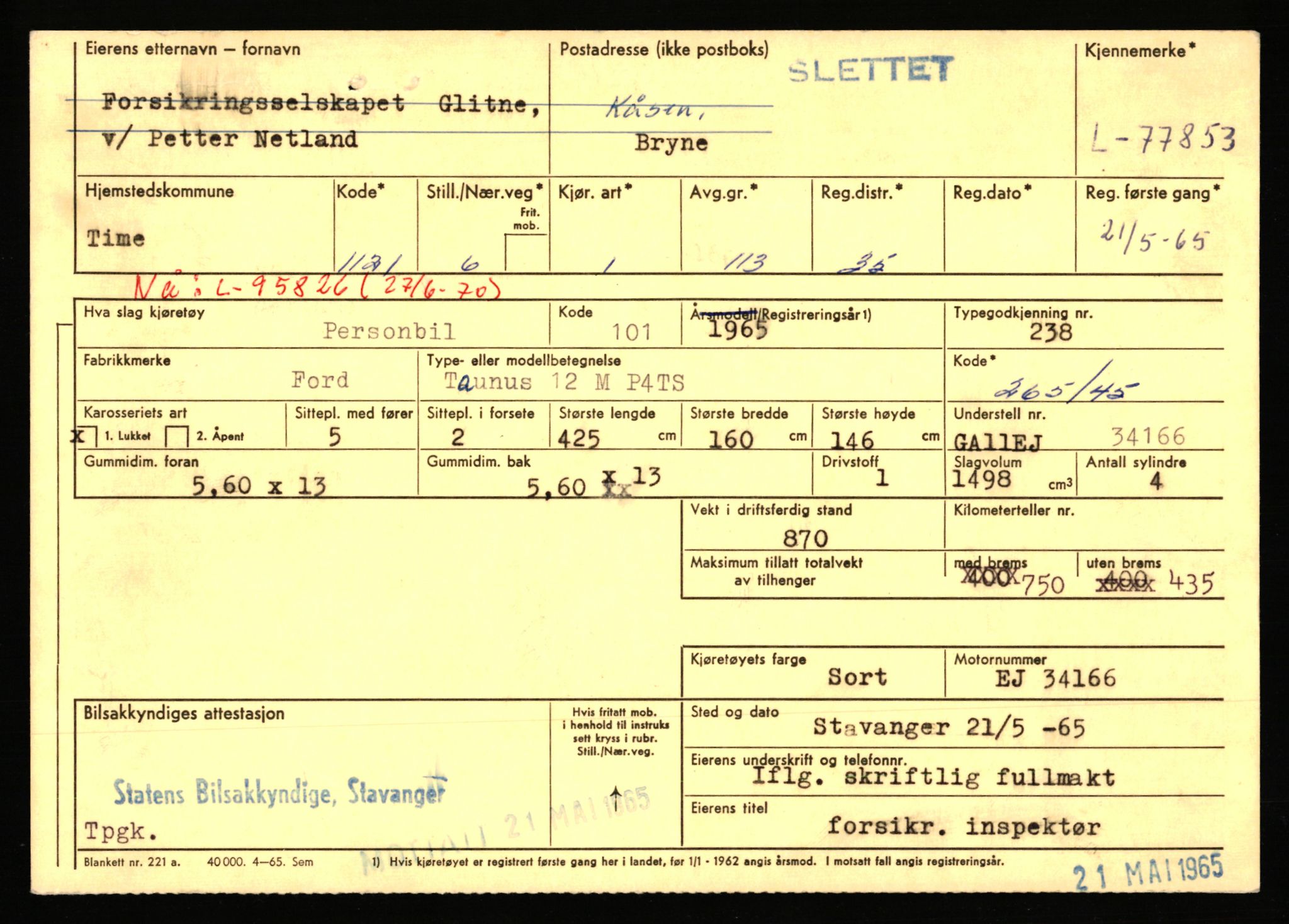 Stavanger trafikkstasjon, SAST/A-101942/0/F/L0069: L-76801 - L-78797, 1930-1971, s. 1153